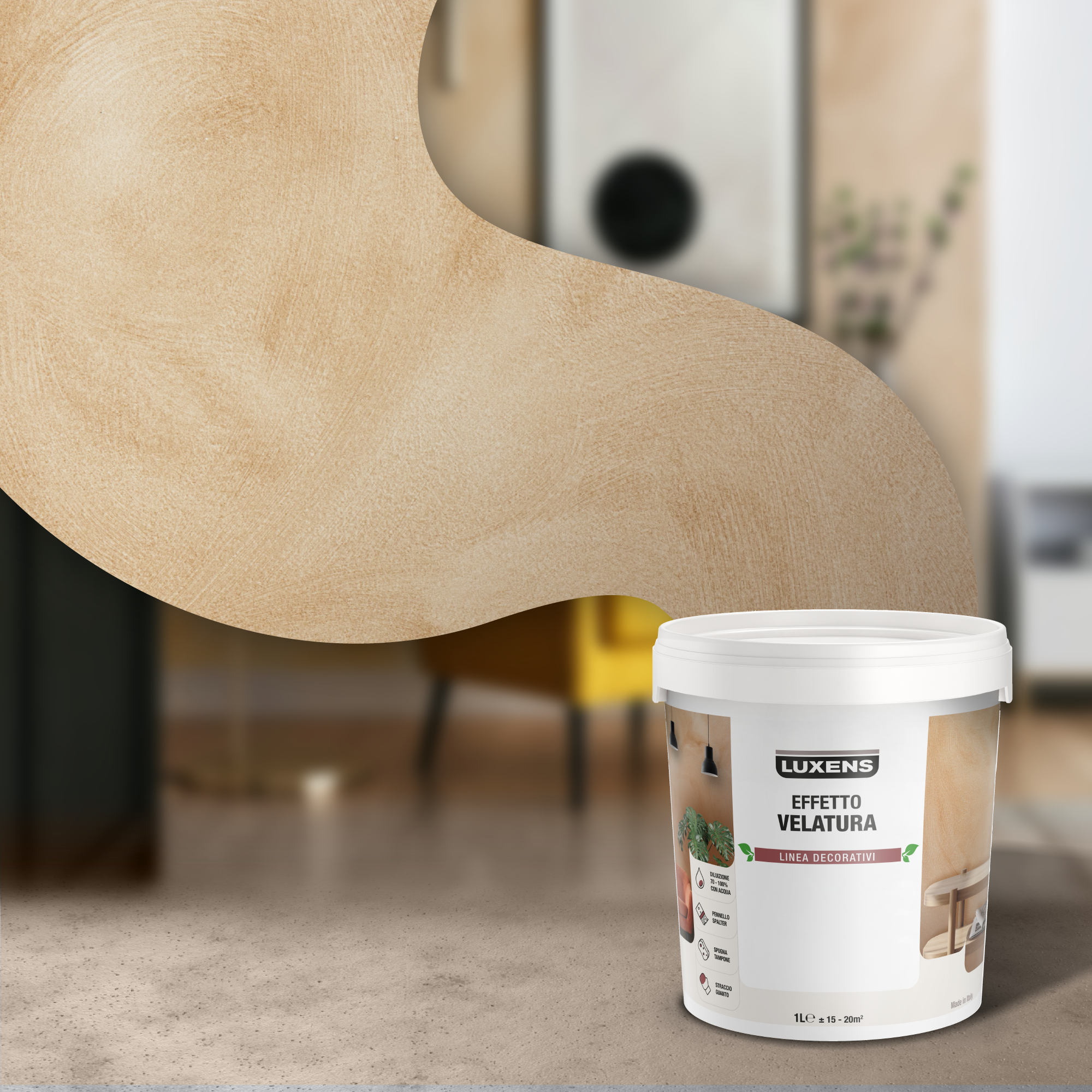 Pittura decorativa EFFETTO VELATURA LUXENS velatura beige pergamena 1 l - 3