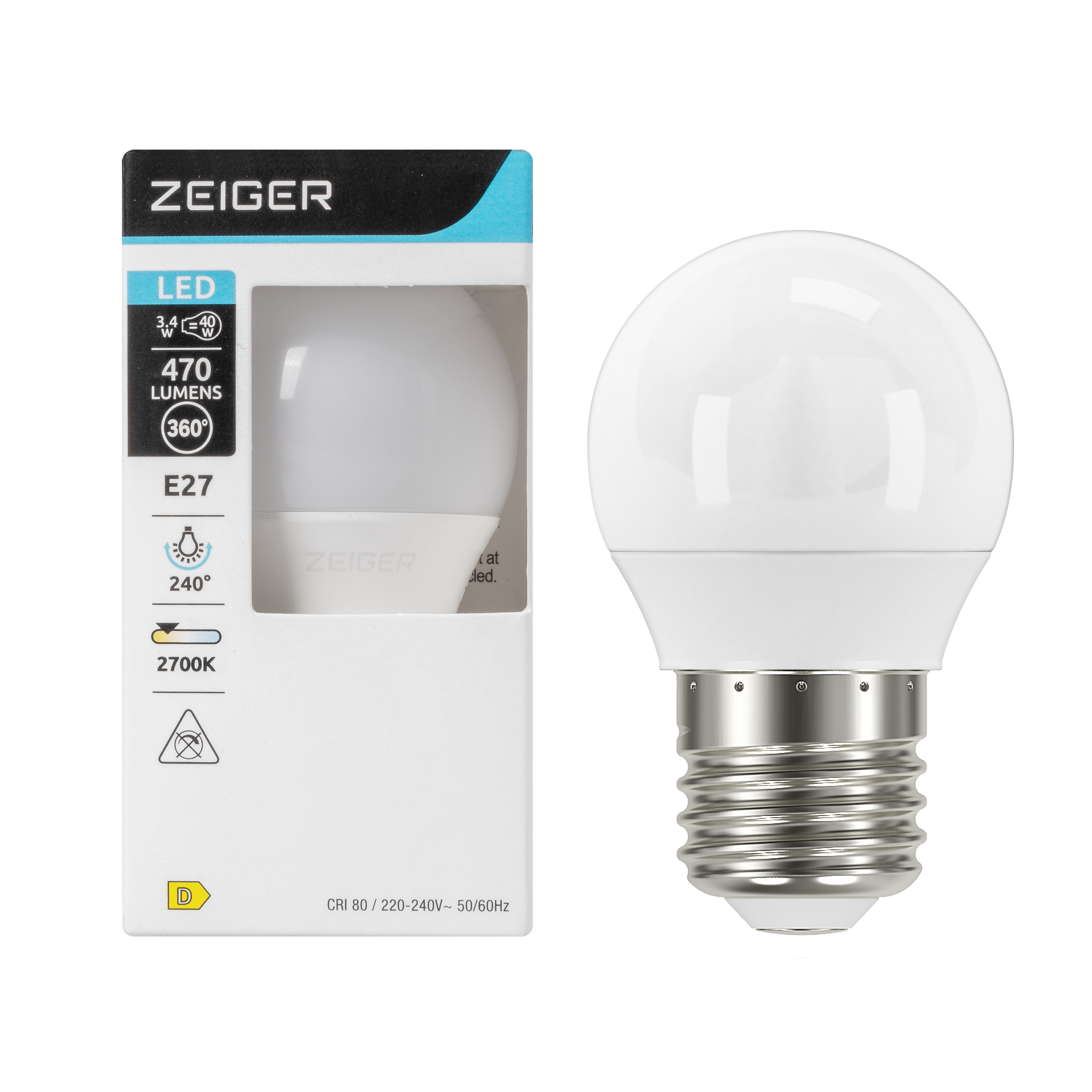 Ampoule E27 P45 470Lm 2700K - ZEIGER - 2