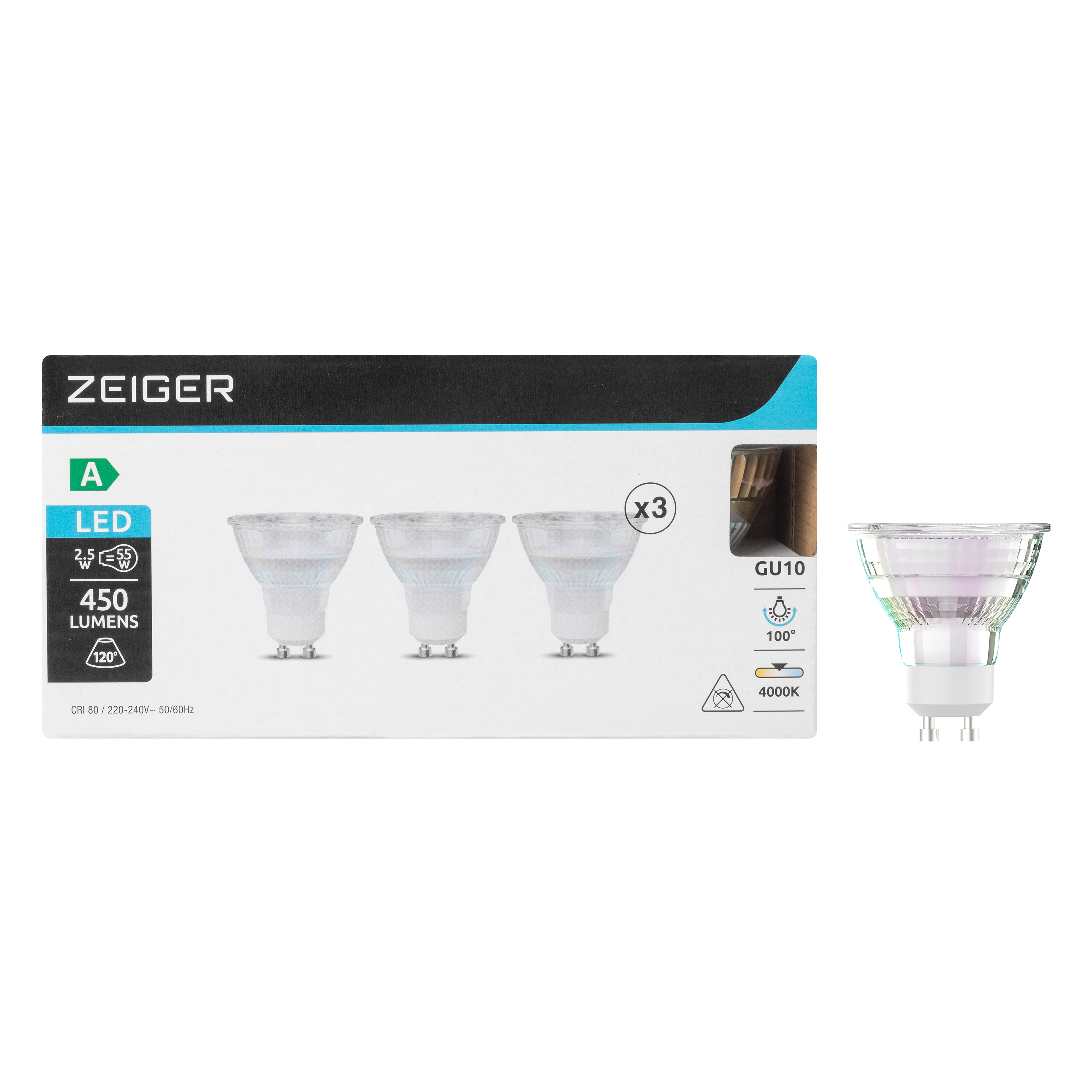 Ampoules LED Gu10 4000K lot de 3 - ZEIGER - 3