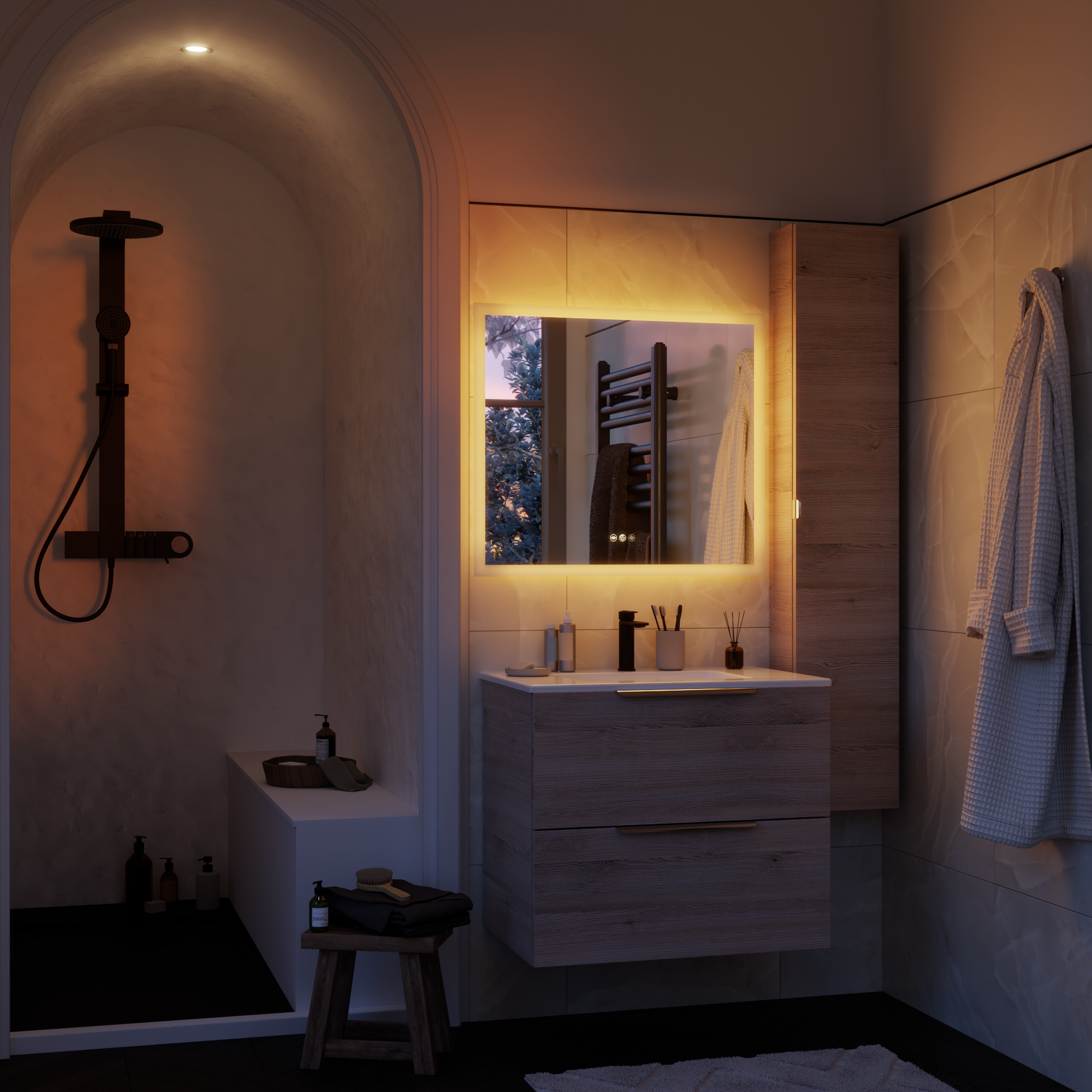 Specchio con illuminazione integrata bagno rettangolare SENSEA L 80 x H 70 x P 2.9 cm trasparente - 4