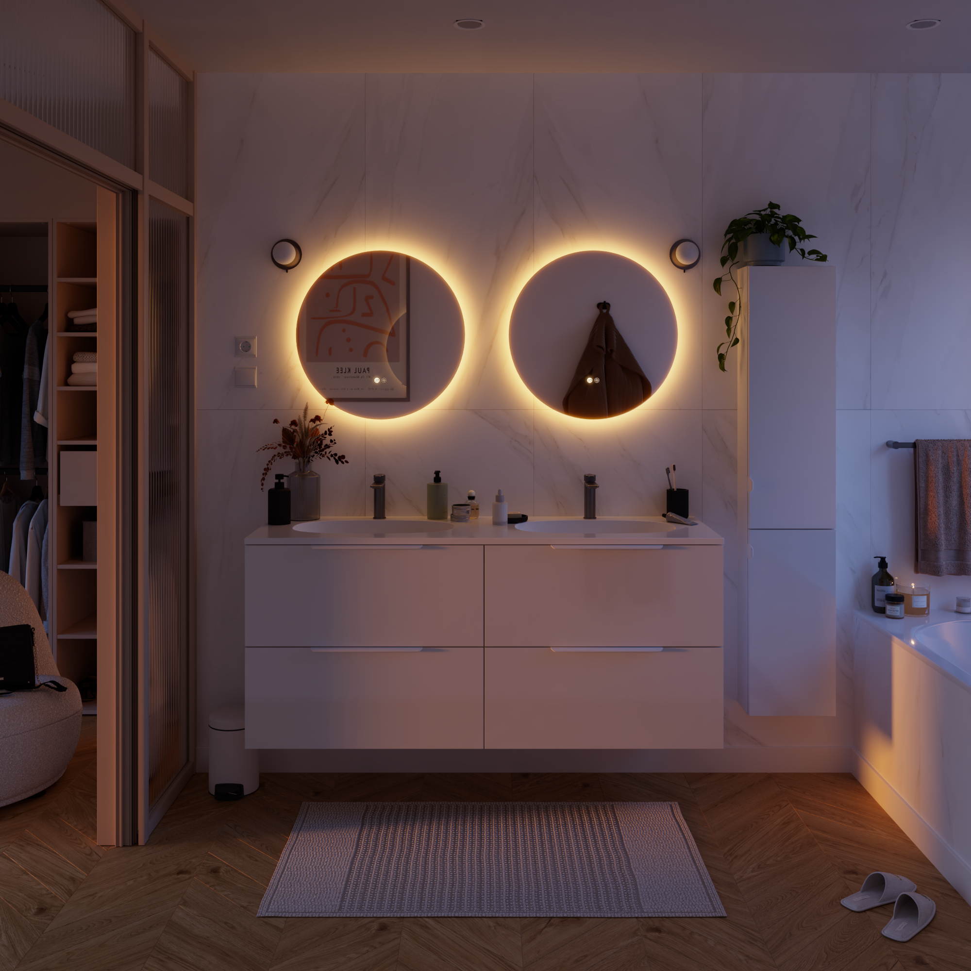 Miroir lumineux rond Diam.60 cm Modern, anti-buée, variateur intensité - 3