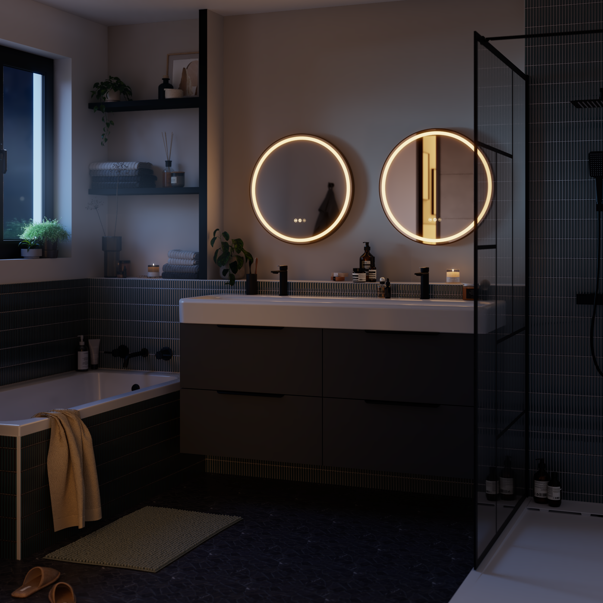 Miroir lumineux rond noir Diam.60 cm Remix - 3