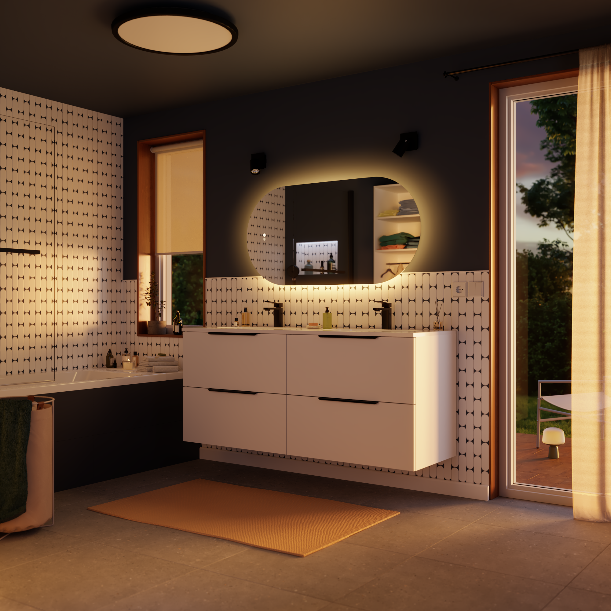 Miroir lumineux ovale l.120 x H.60 cm Modern, anti-buée, variateur intensité - 3