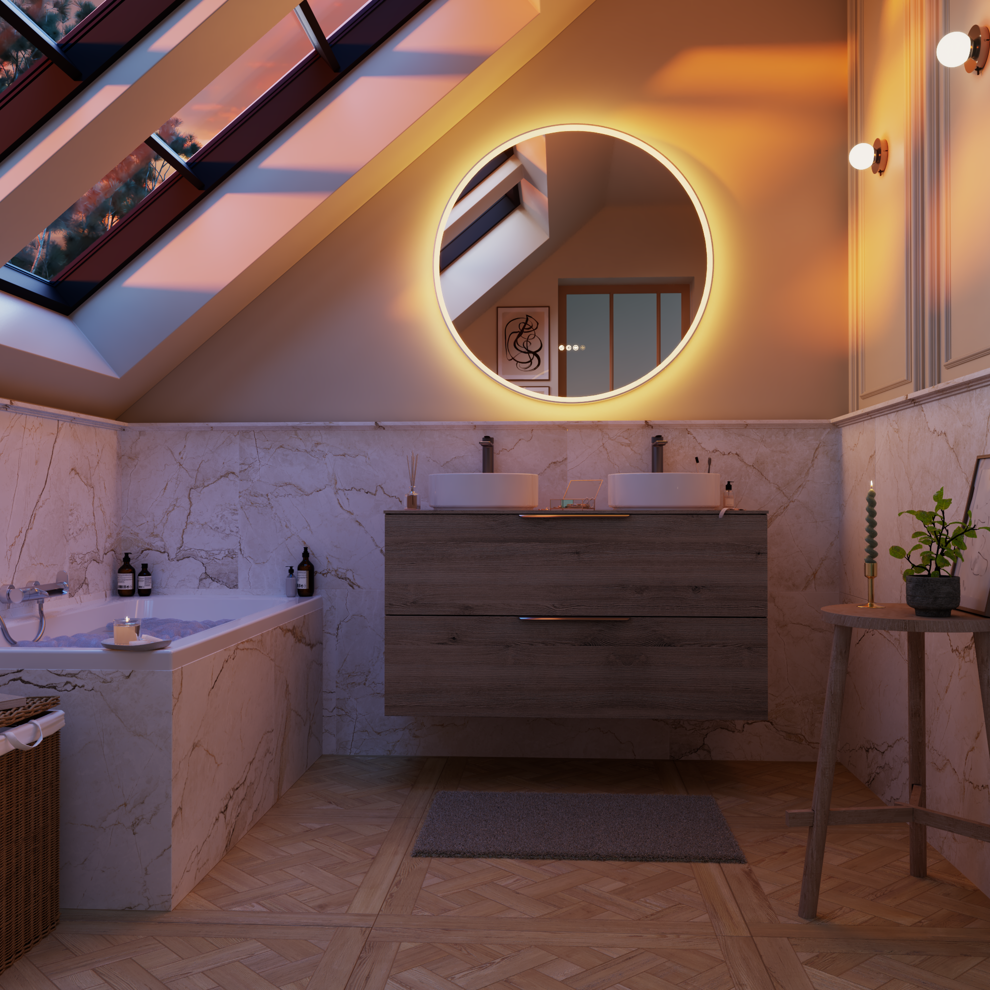 Miroir lumineux rond Diam.100 cm Neo frame, cadre chromé - 3