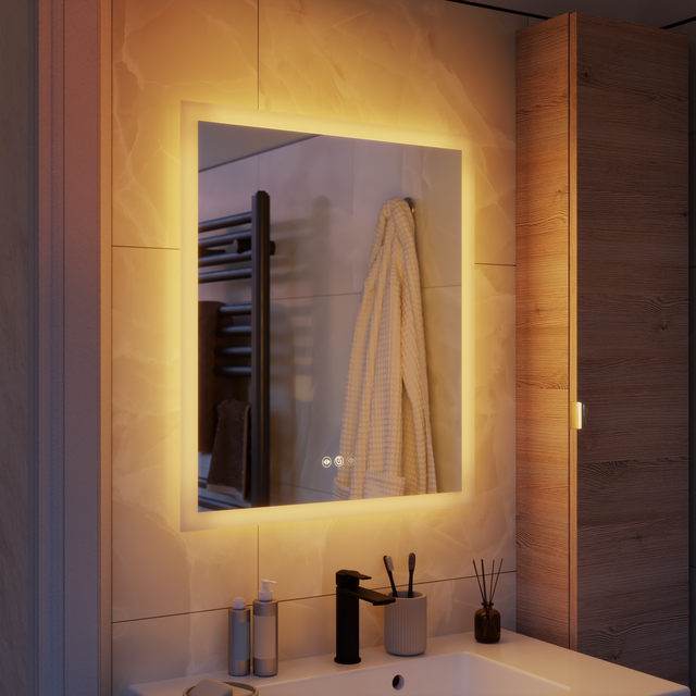Espejo de baño rectangular con luz LED funcional y ambiente Neo Line 60x70 cm con antivaho y táctil