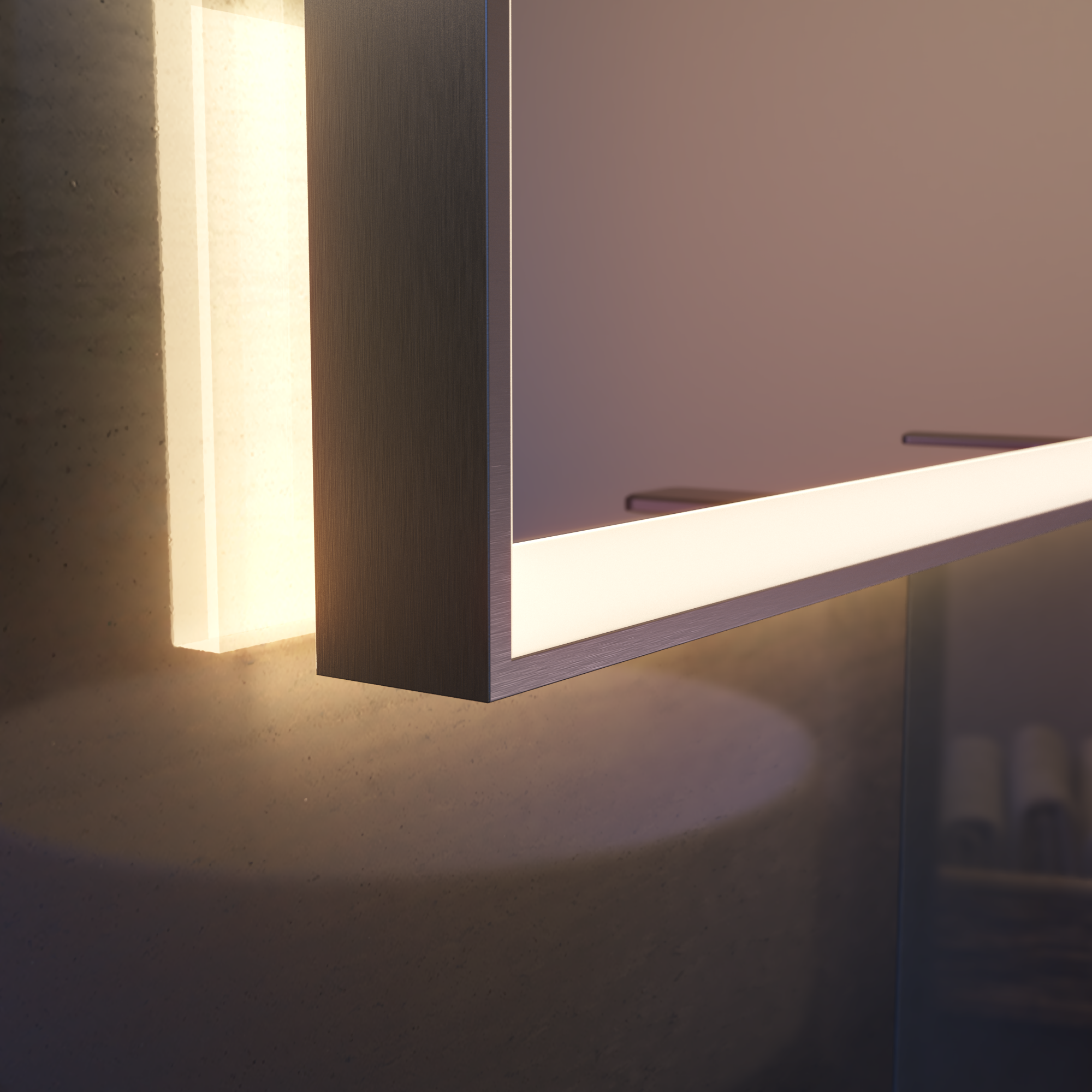 Espejo de baño con luz LED ambiente,  frontal, ,  New Frame gris/plata con antivaho, táctil 60x90cm - 6