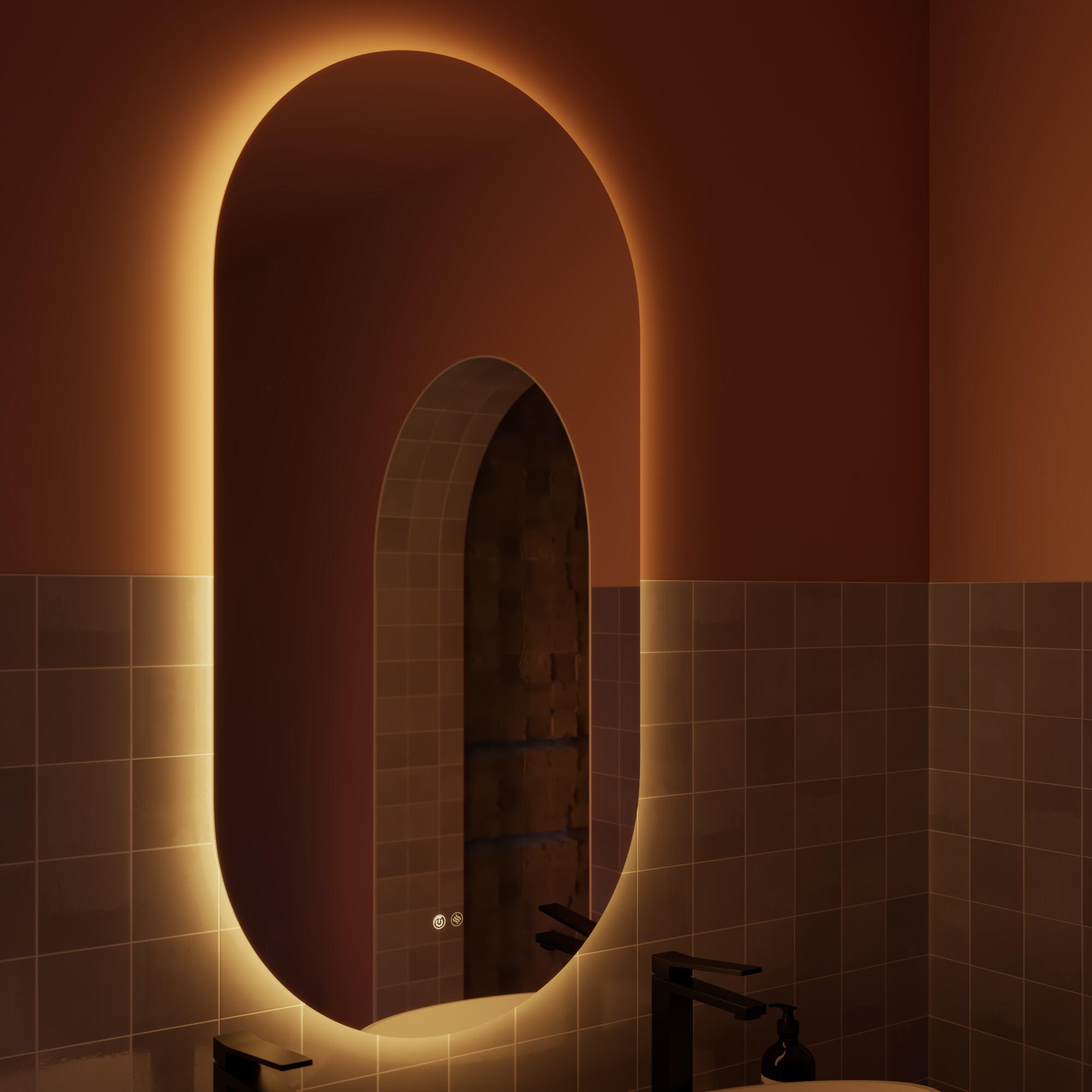 Espejo de baño con luz led ambiente modern pill con antivaho, táctil 120x60cm