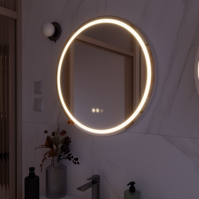 Miroir lumineux antibué rond variation de couleur gris Diam.60 cm Remix