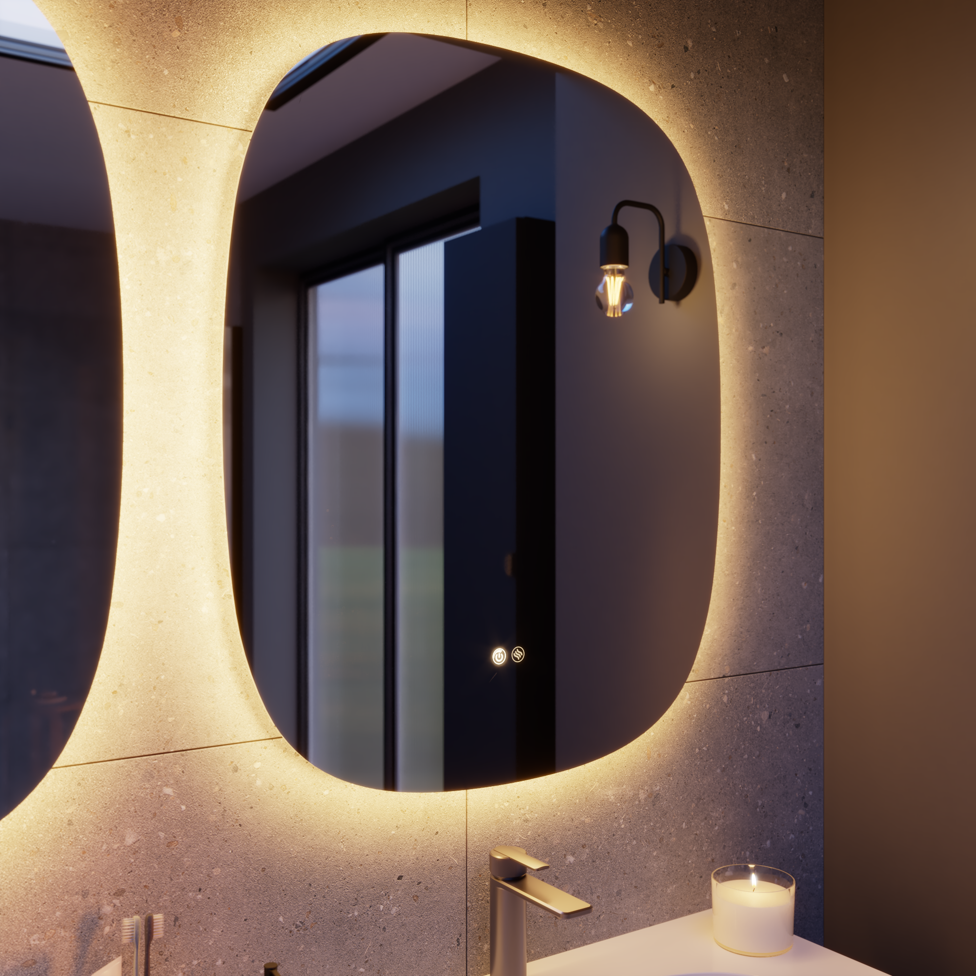 Miroir lumineux ovale l.65 x H.80 cm Modern, anti-buée, variateur intensité - 10