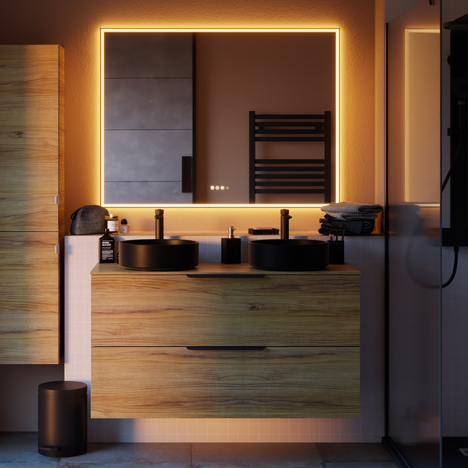 decorar el baño con espejos con luz