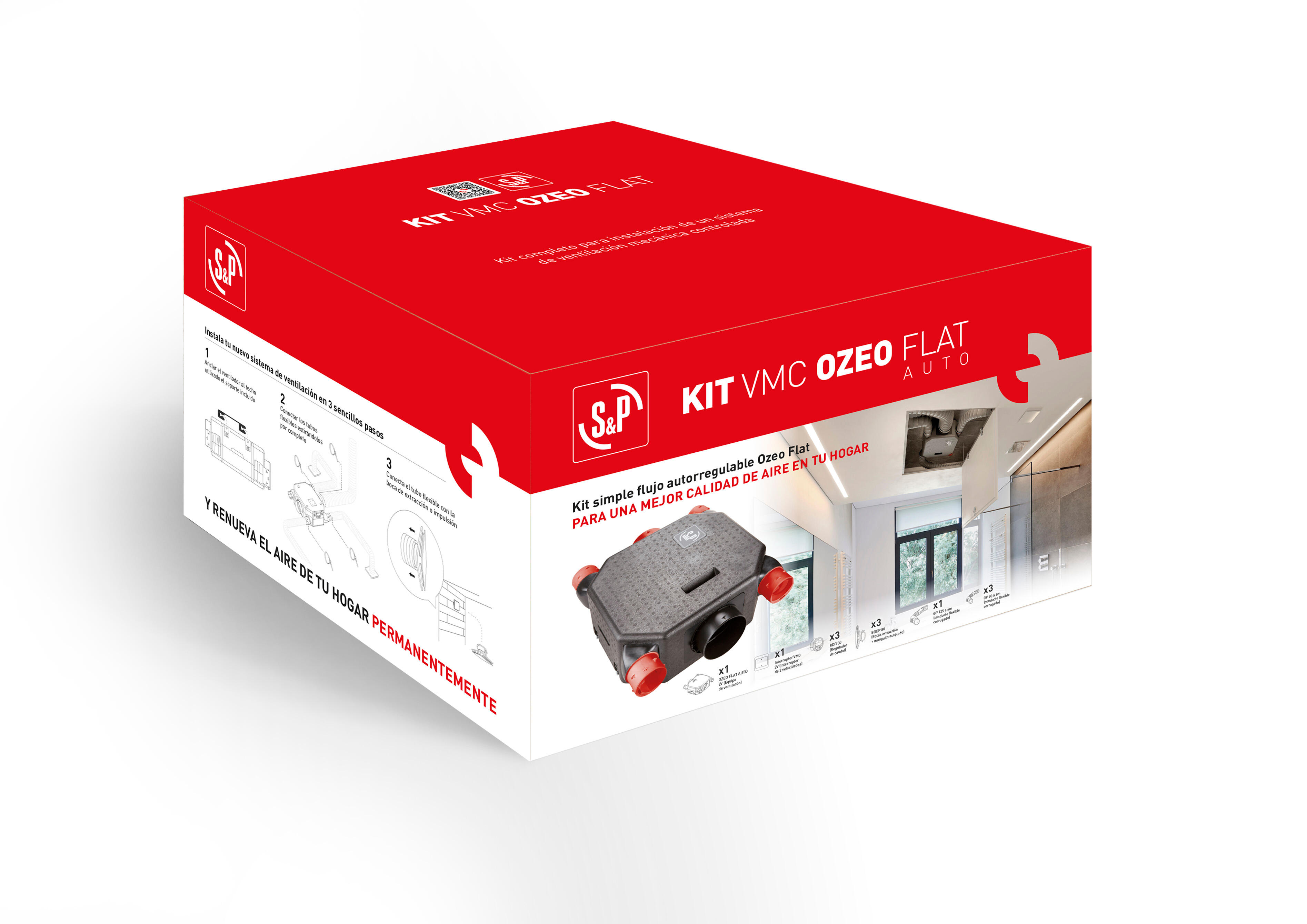 Ventilación mecánica control simple flujo s&p ozeo flat autor + kit instalación
