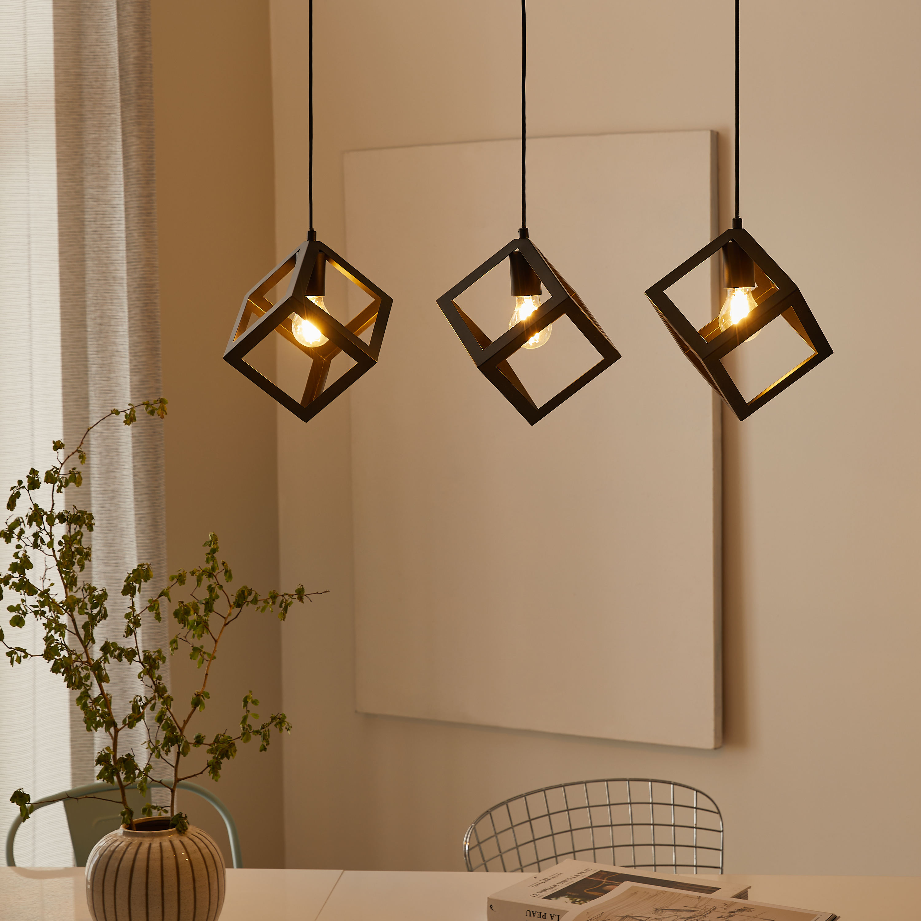 Lampa wisząca Plywood czarna 3 x E27 Inspire - 6