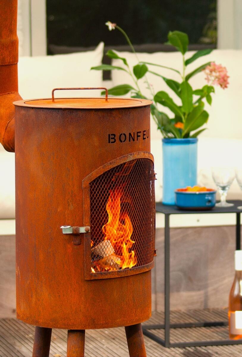 Chimenea leña exterior bongiano s corten de acero