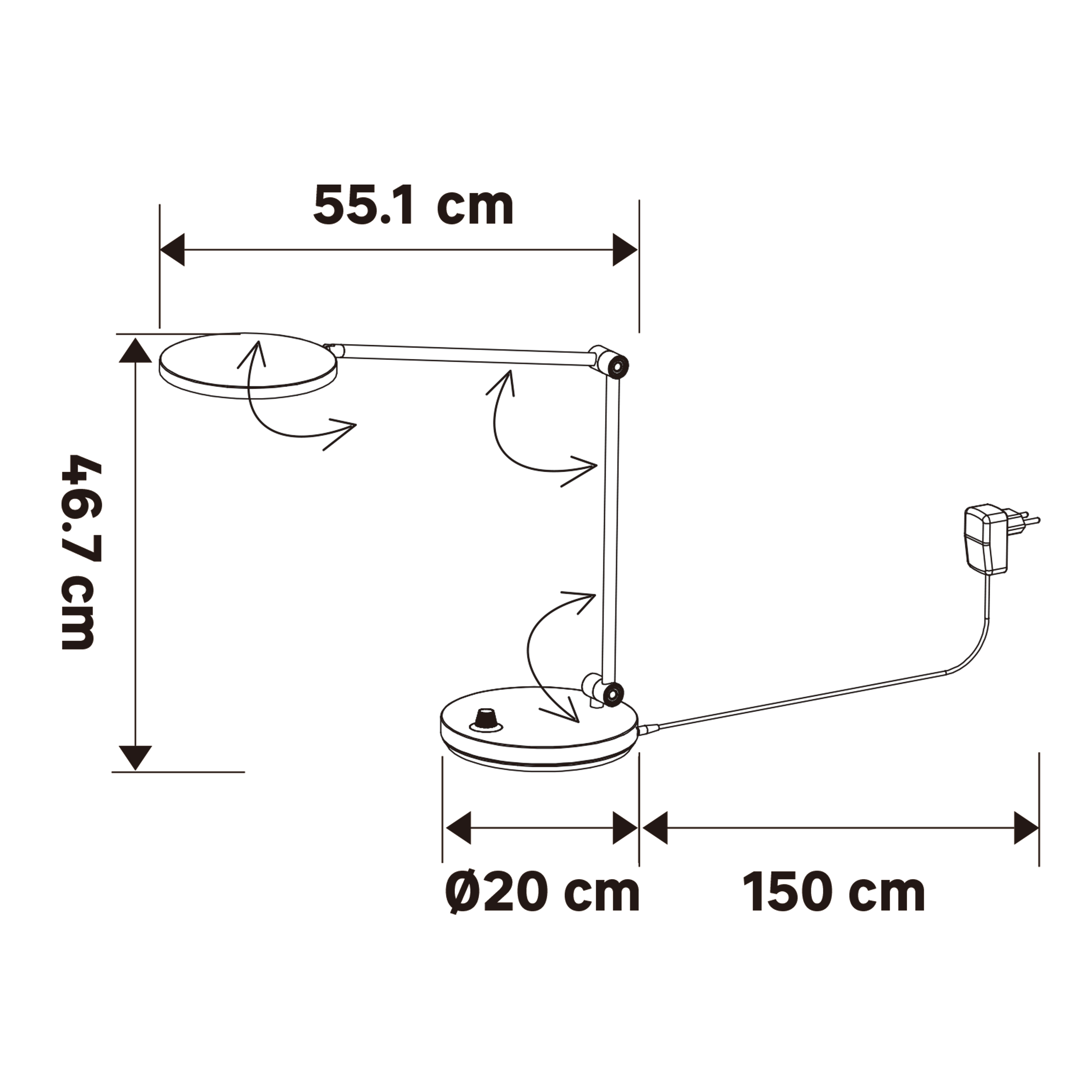 Lampe de bureau LED Clura, intensité variable, noir, H.46.7, INSPIRE - 7