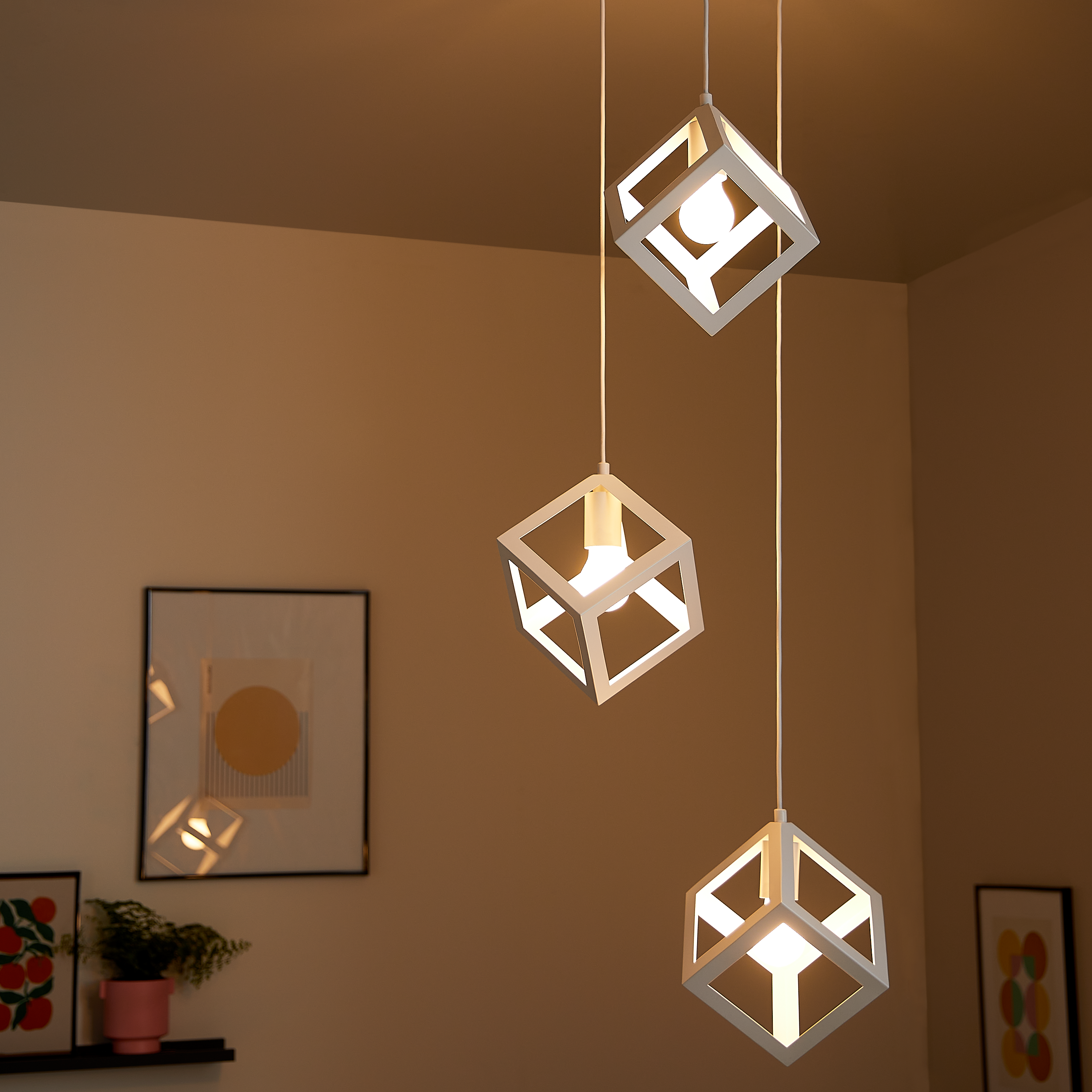 Lampa wisząca Plywood biała 3 x E27 Inspire - 5