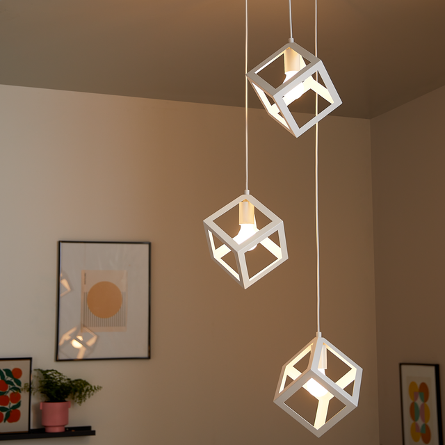 Lampa wisząca Plywood biała 3 x E27 Inspire