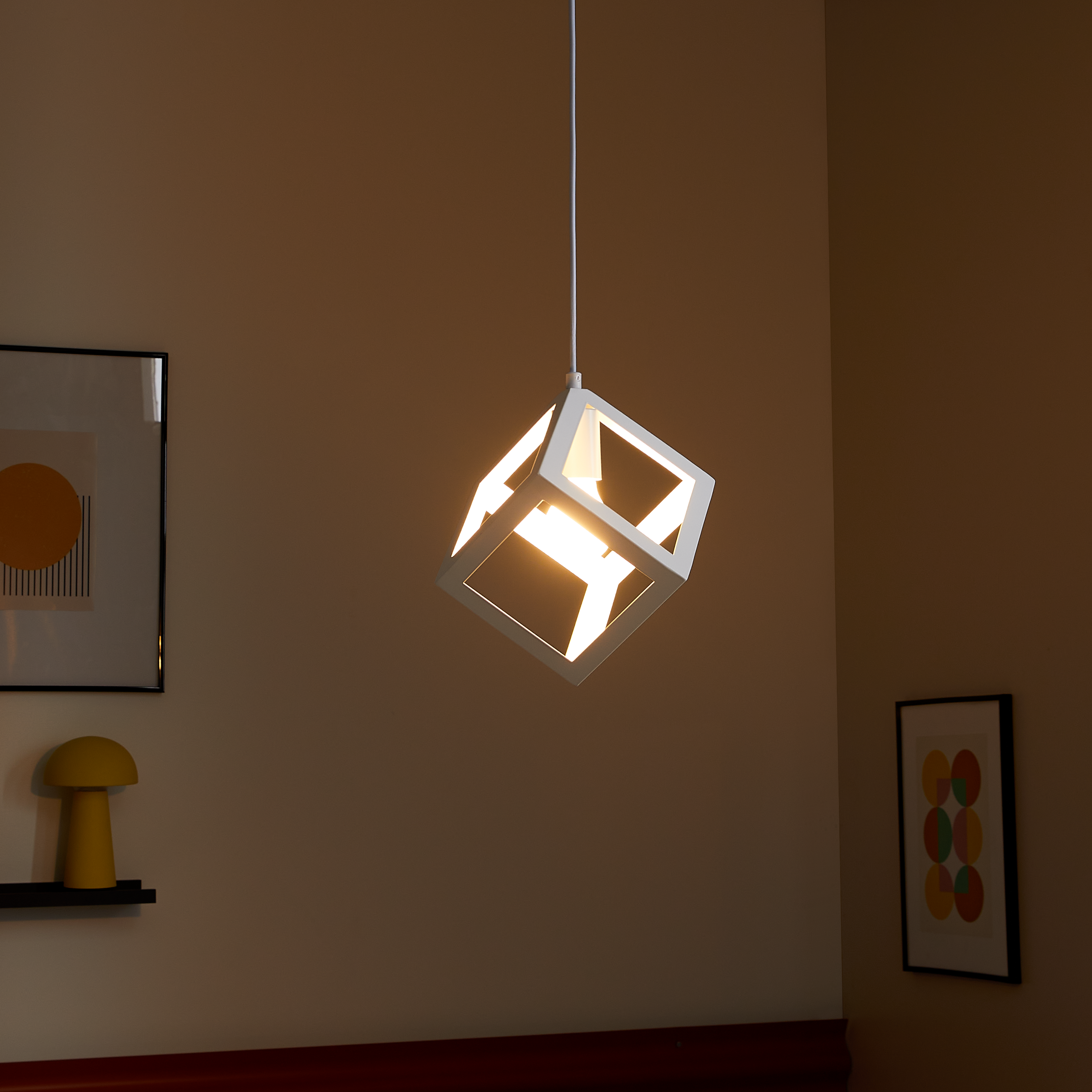 Candeeiro de teto suspenso PLYWOOD E27 1 luz metal branco D16cm Inspire - 16