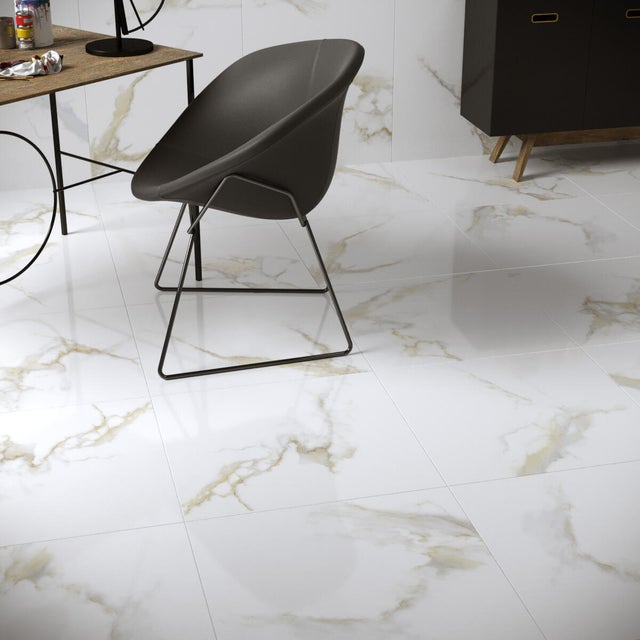 Piastrella da pavimento e rivestimento interno 60 x 60 cm rettificato in gres porcellanato smaltato oro Fantastica R9 traffico medio forte (pei 3/5) Sp. 9 mm 1.44 mq