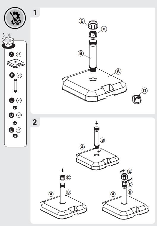 Podstawa do parasola na kółkach 53mm 54cm / 39kg szara Naterial - 12