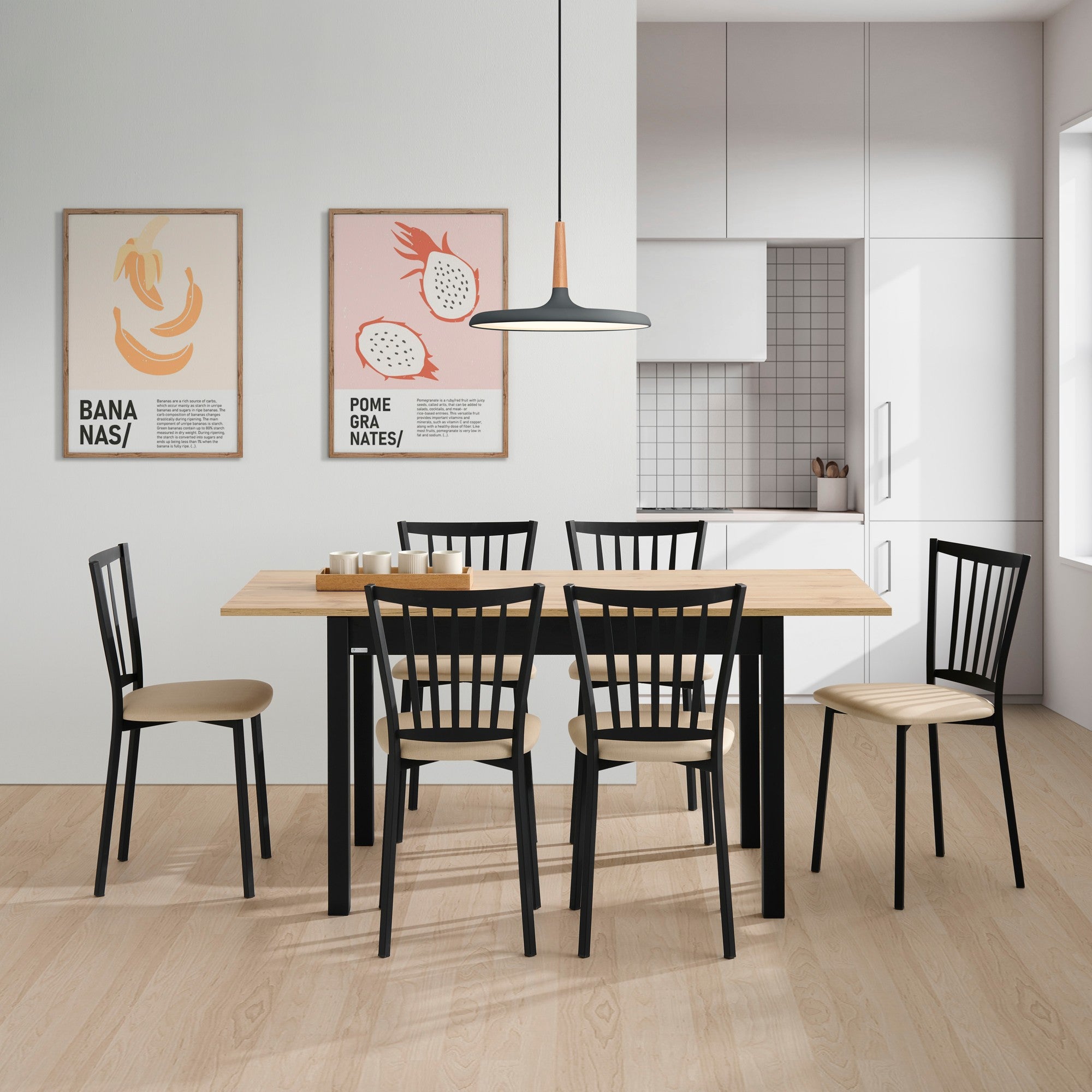 Mesa de cocina con ala abatible arona (110/160x70) cm marrón, negro