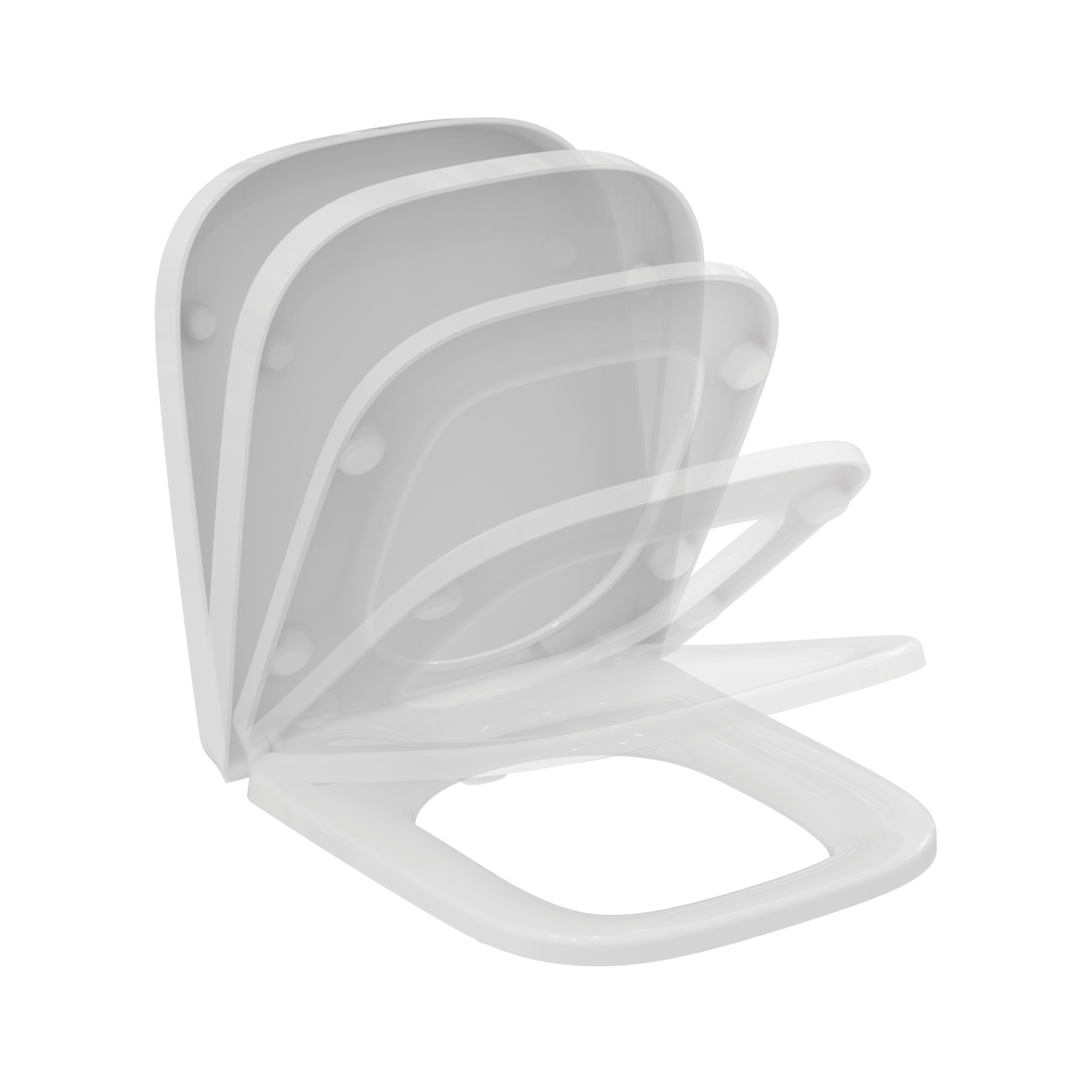 Copriwater i.life S rettangolare originale per serie sanitari IDEAL STANDARD con chiusura rallentata sganciabile in duroplast bianco - 5