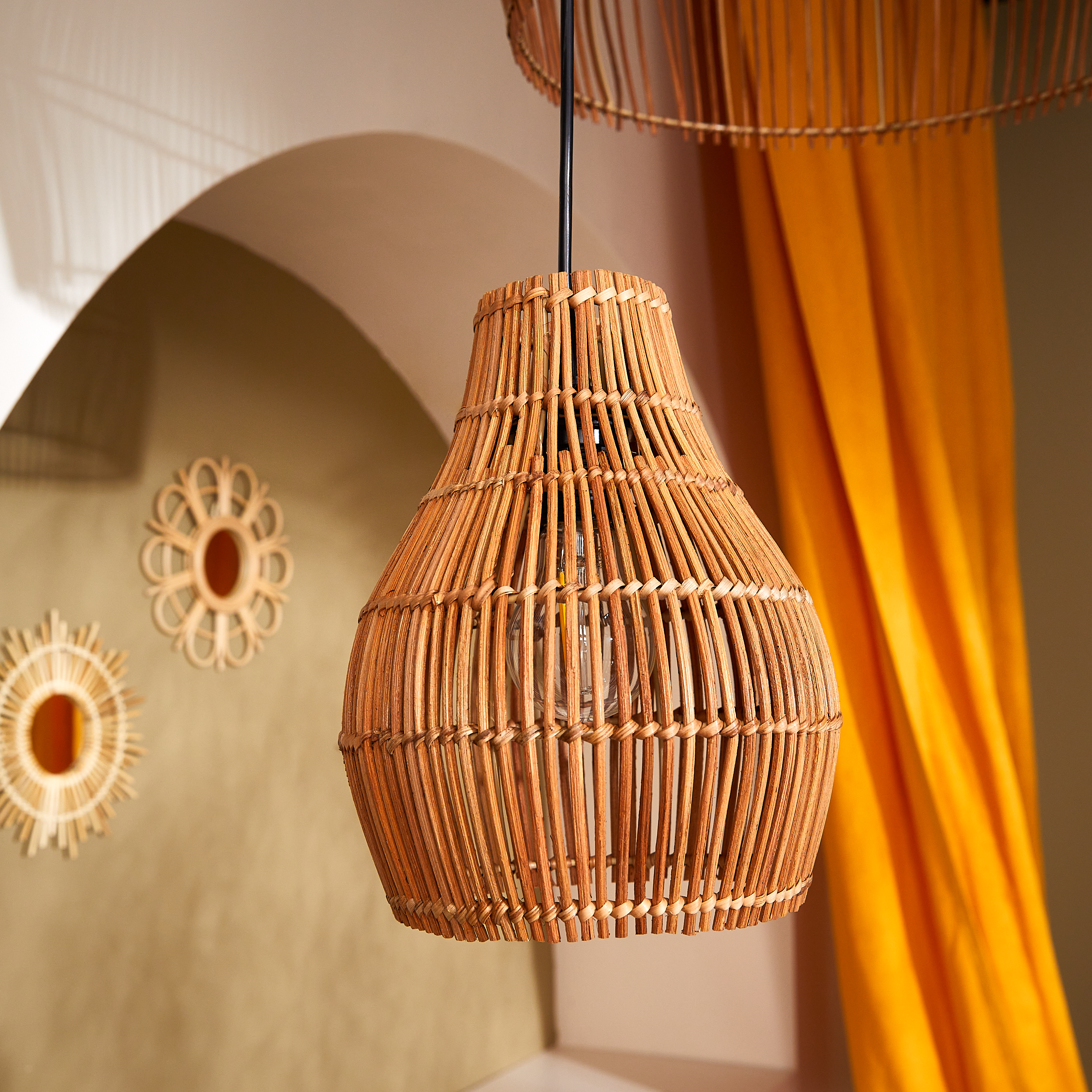 Lampa wisząca Elongo rattan E27 Inspire - 8