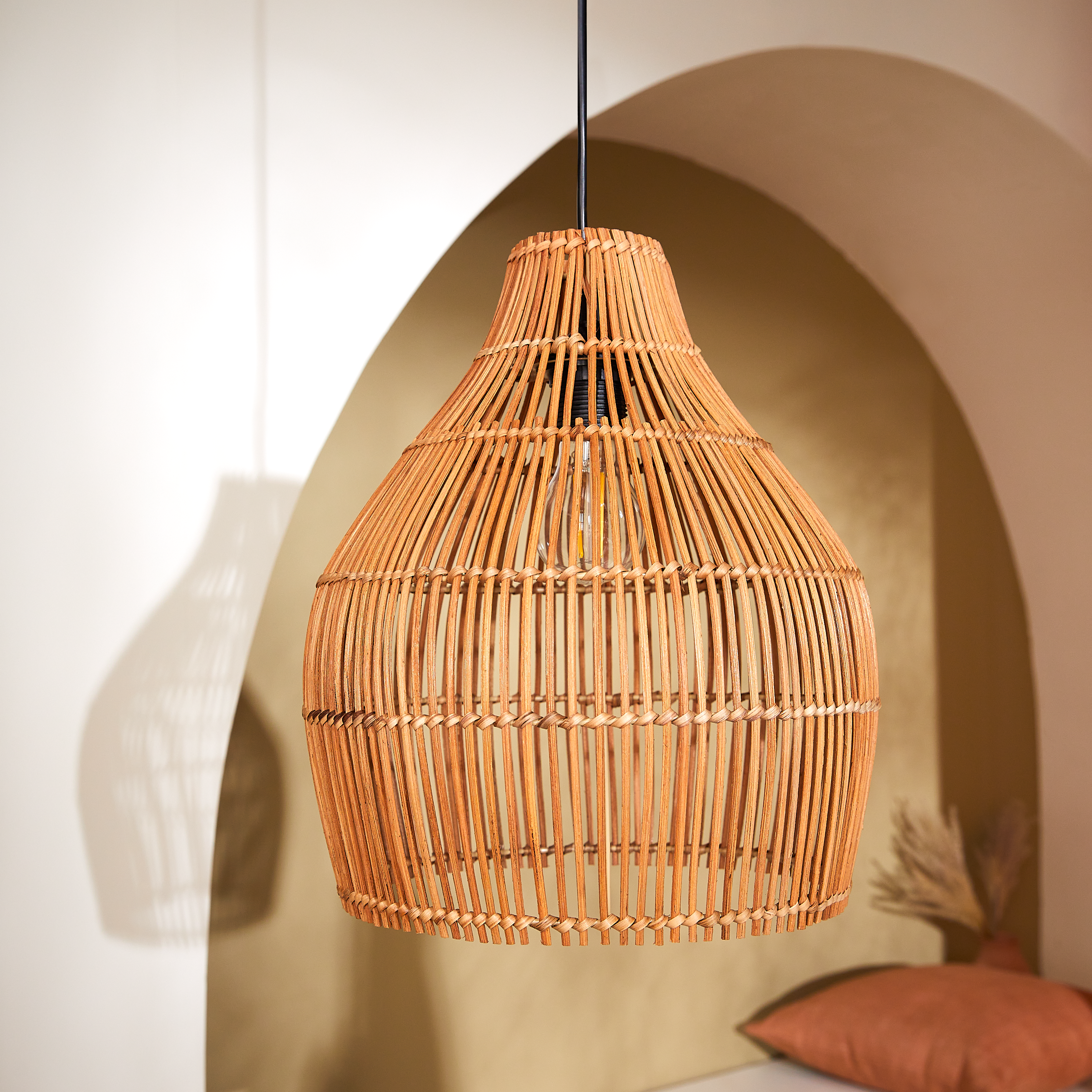 Lampadario Natura Elongo beige paralume beige E27 Ø30cm INSPIRE - 8