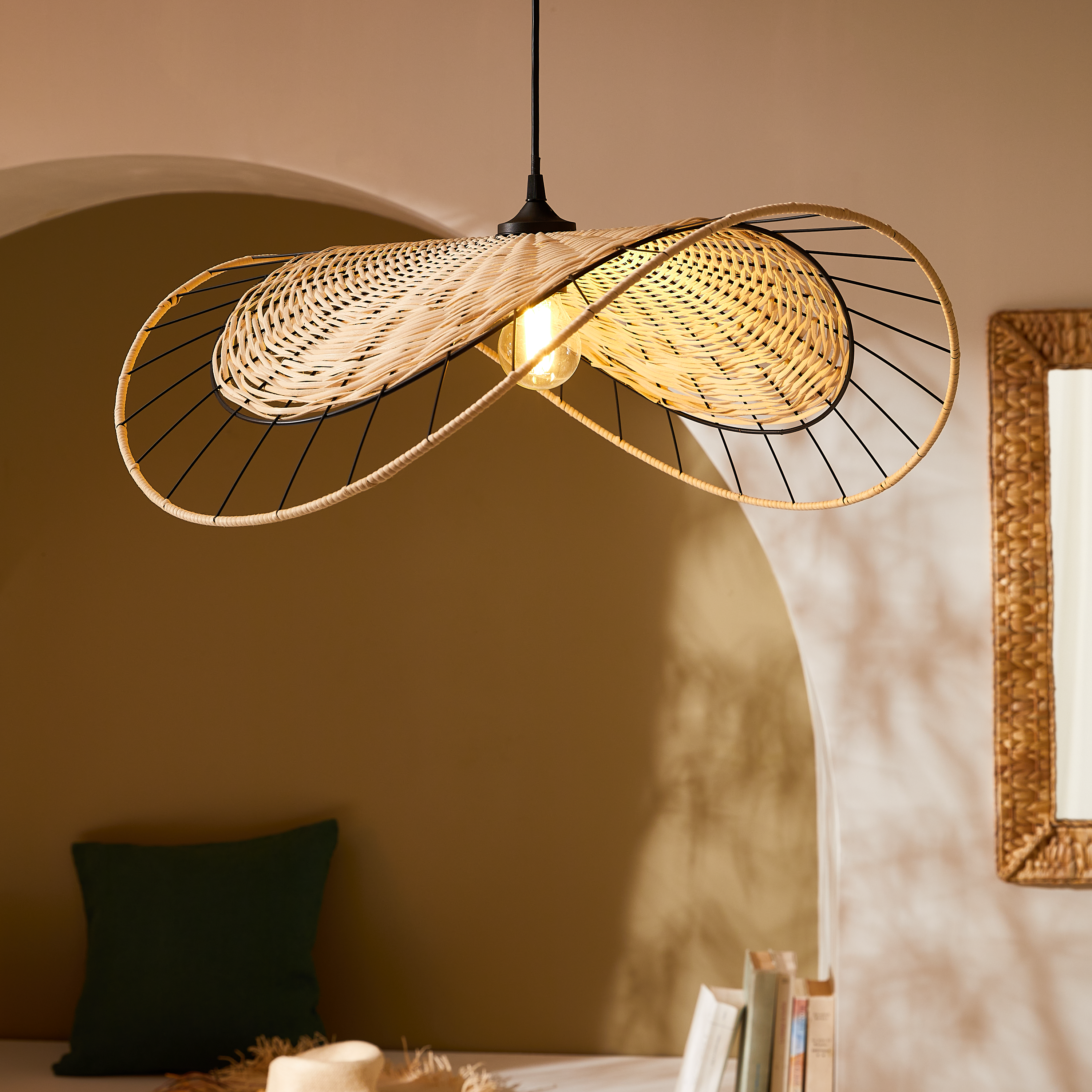 Lampa wisząca Chai rattan czarna E27 Inspire - 4
