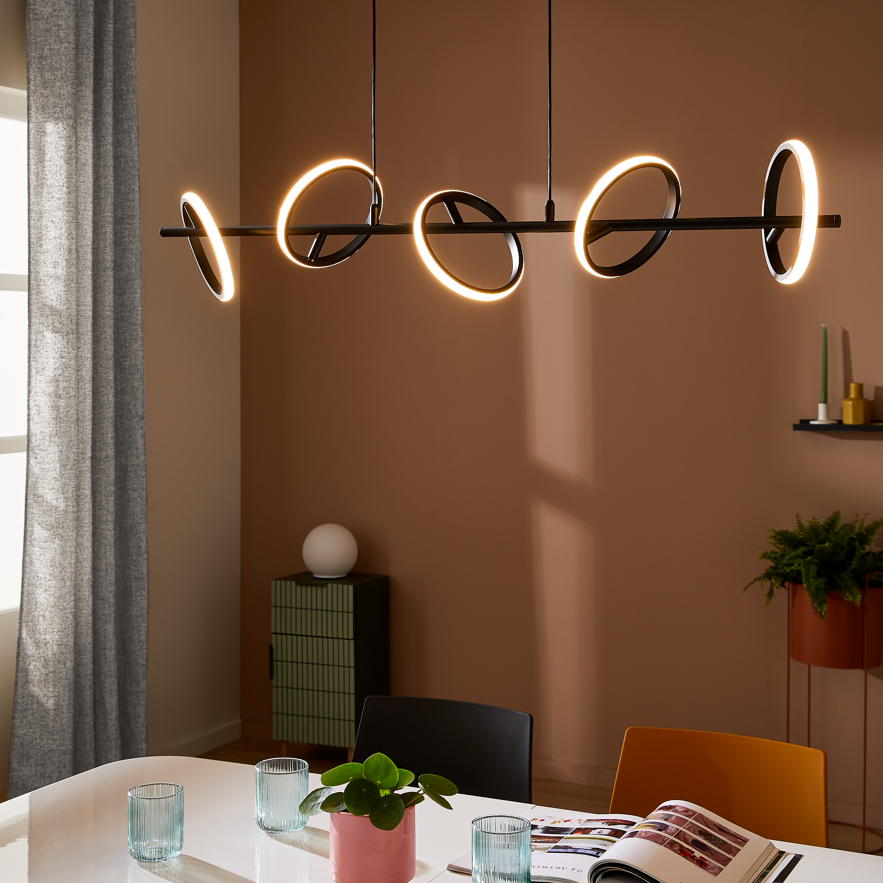 Lampadario LED design Kapeo nero Ø16cm, luce con 3 temperature di colore 4900 lumen, INSPIRE - 12