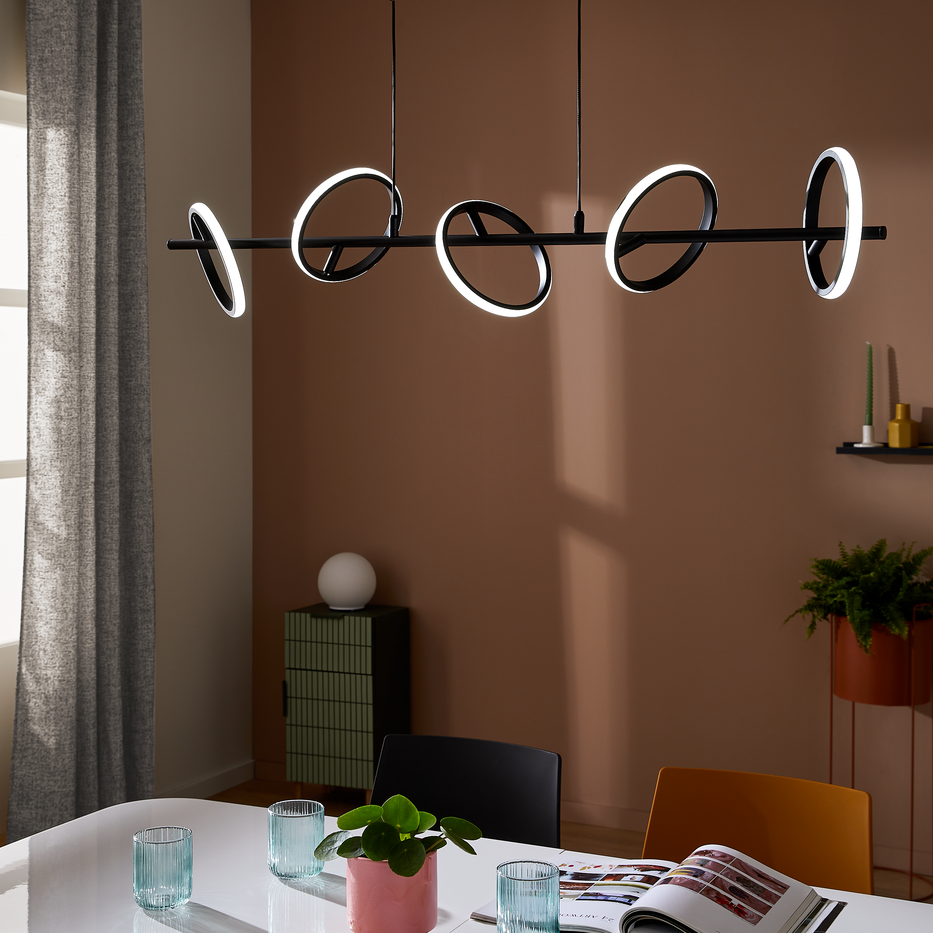 Lampadario LED design Kapeo nero Ø16cm, luce con 3 temperature di colore 4900 lumen, INSPIRE - 11