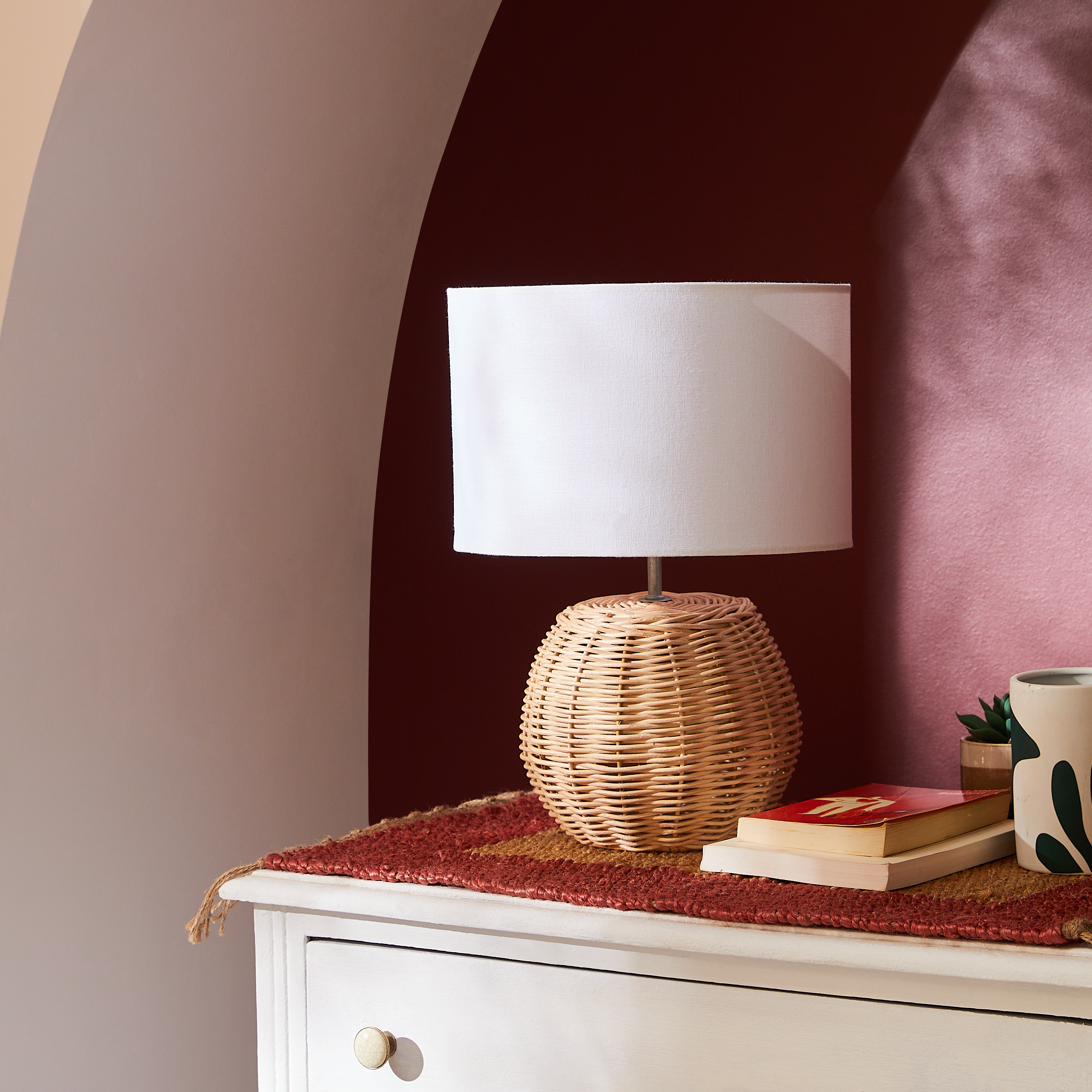 Lampa stołowa Cartu rattan biała E27 Inspire - 15