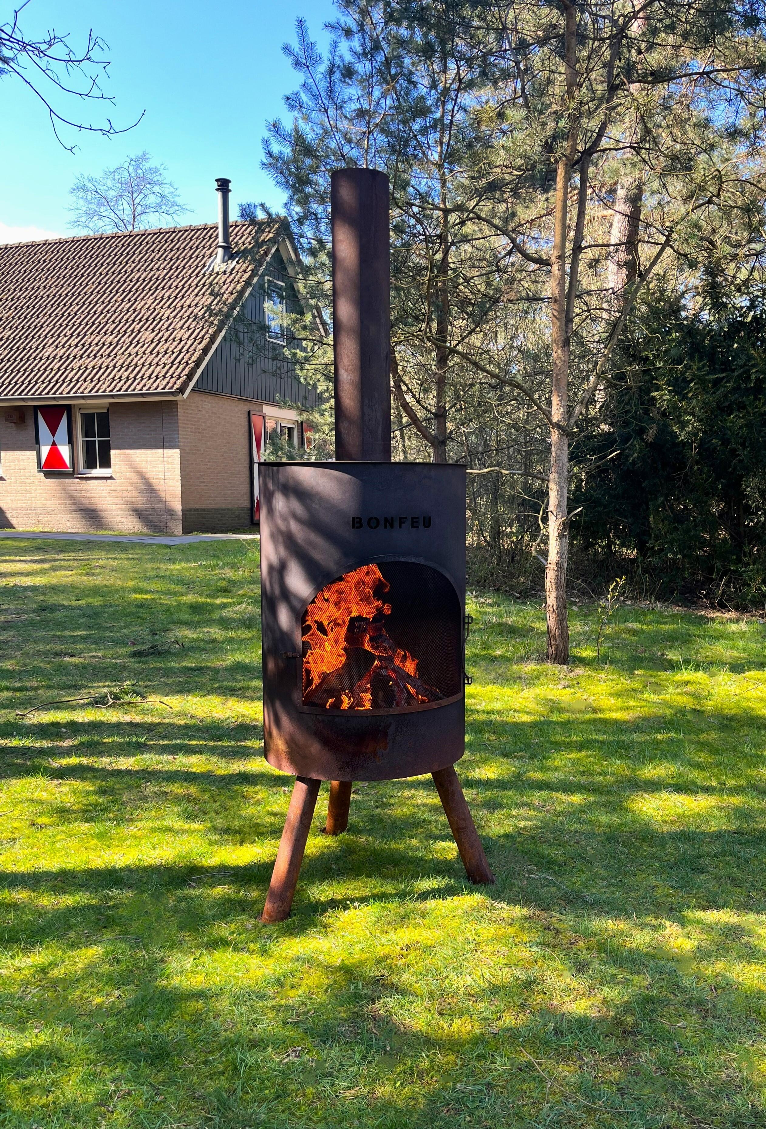 Chimenea leña exterior bonton 50 corten de acero