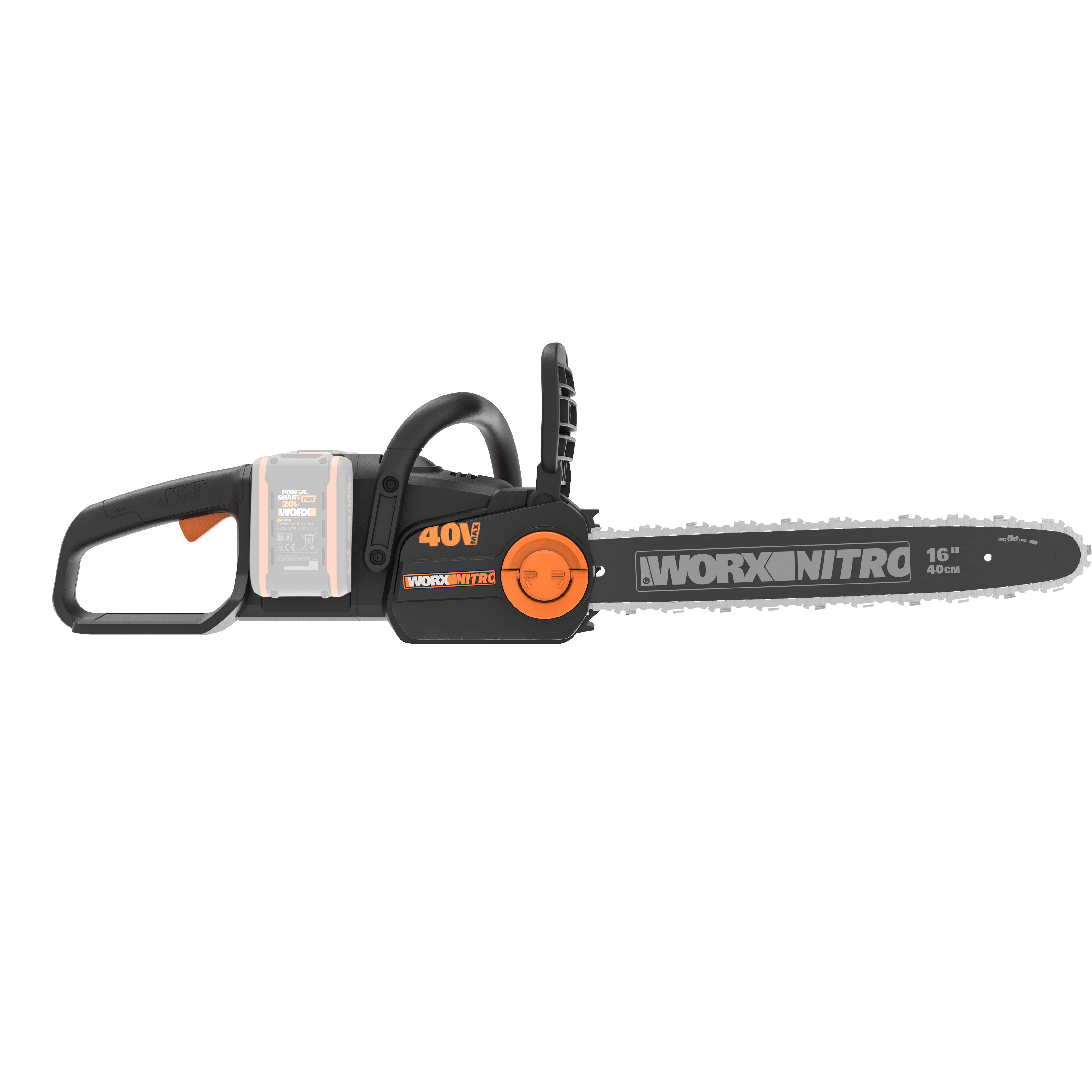 Motosierra a batería worx nitro 40v 4ah 40 cm longitud espada