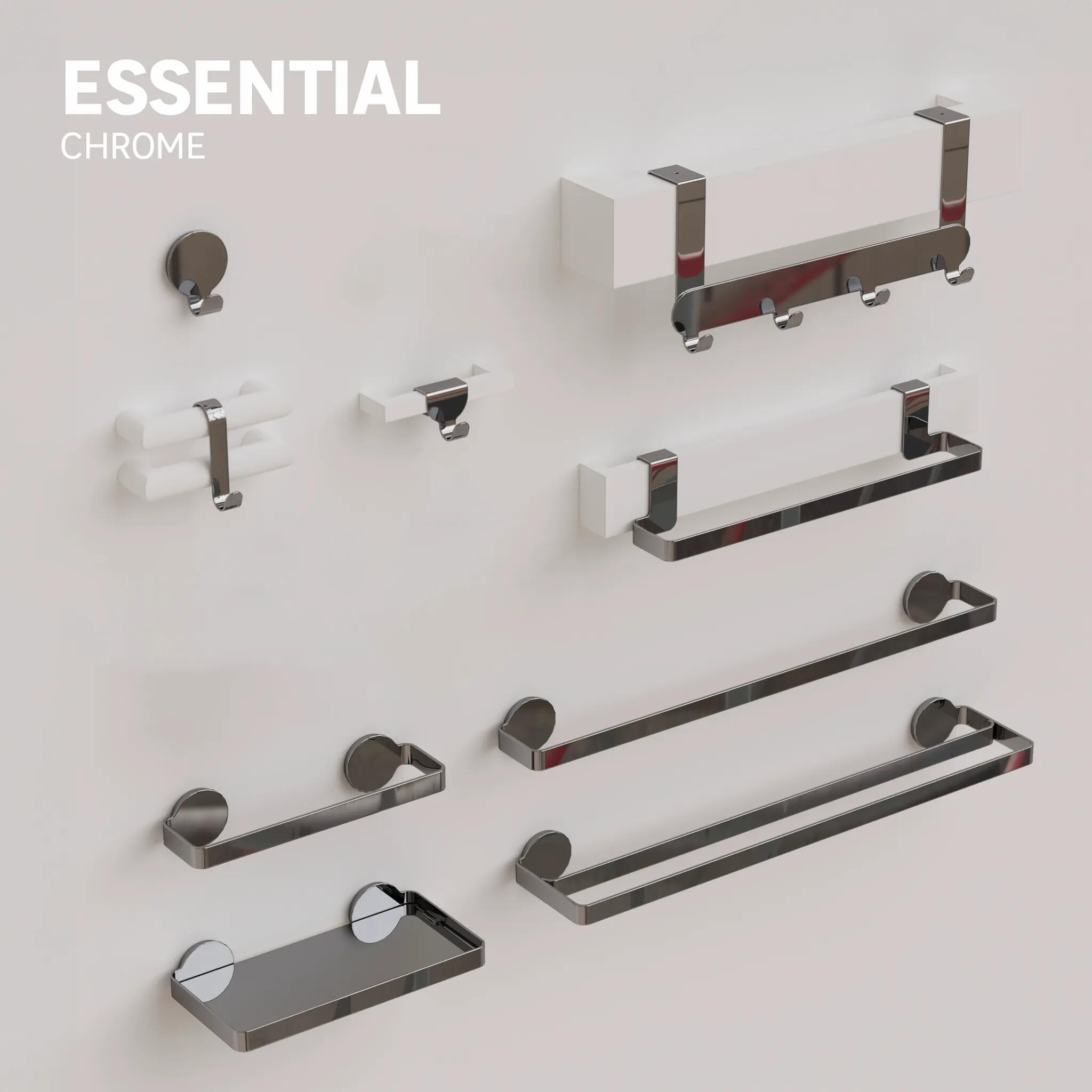 Conjunto de 2 cabides para fixar cromado Essential Dual - 9