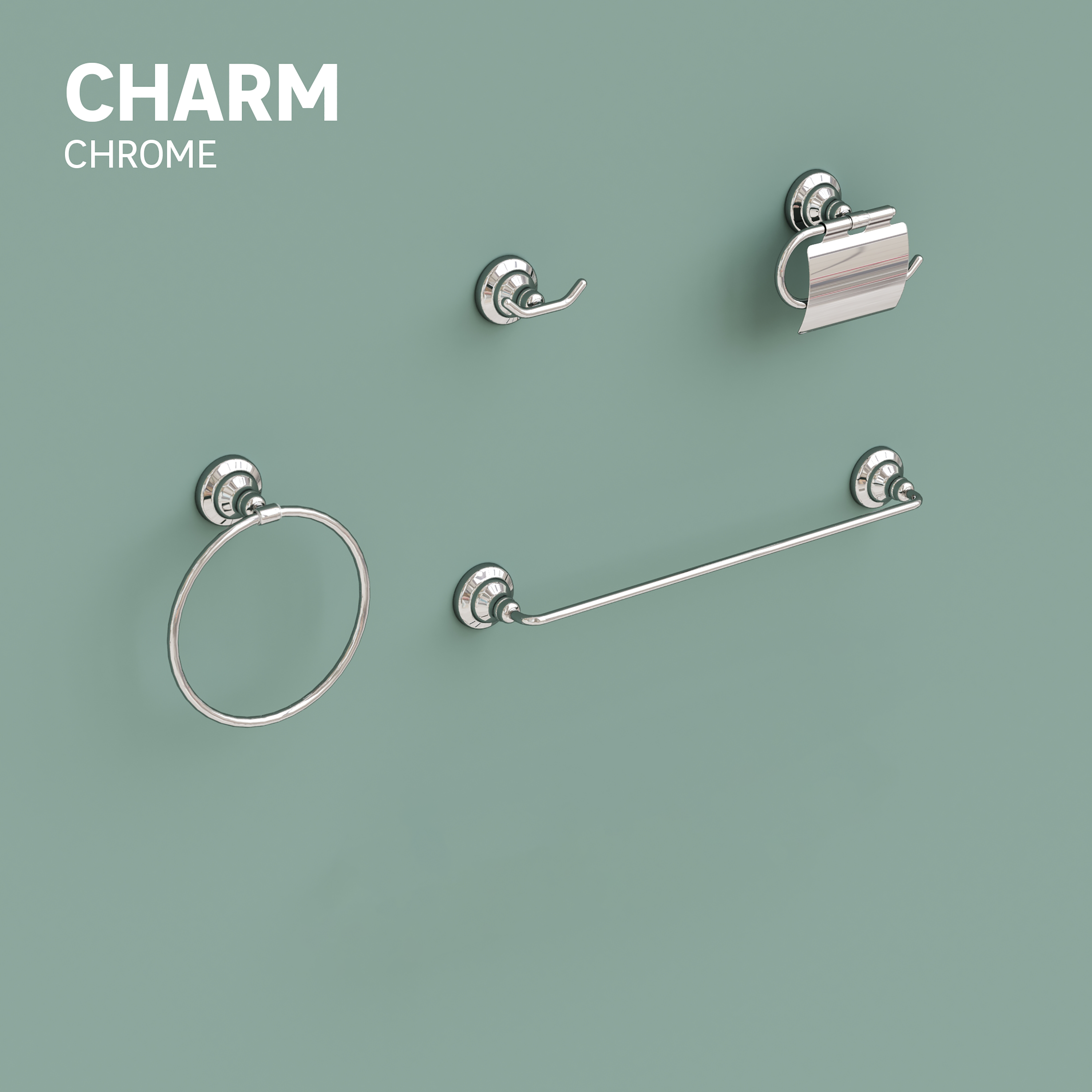 Portarrollos de papel higiénico Charm plata adheviso o para atornillar, perforar, sin perforación - 7