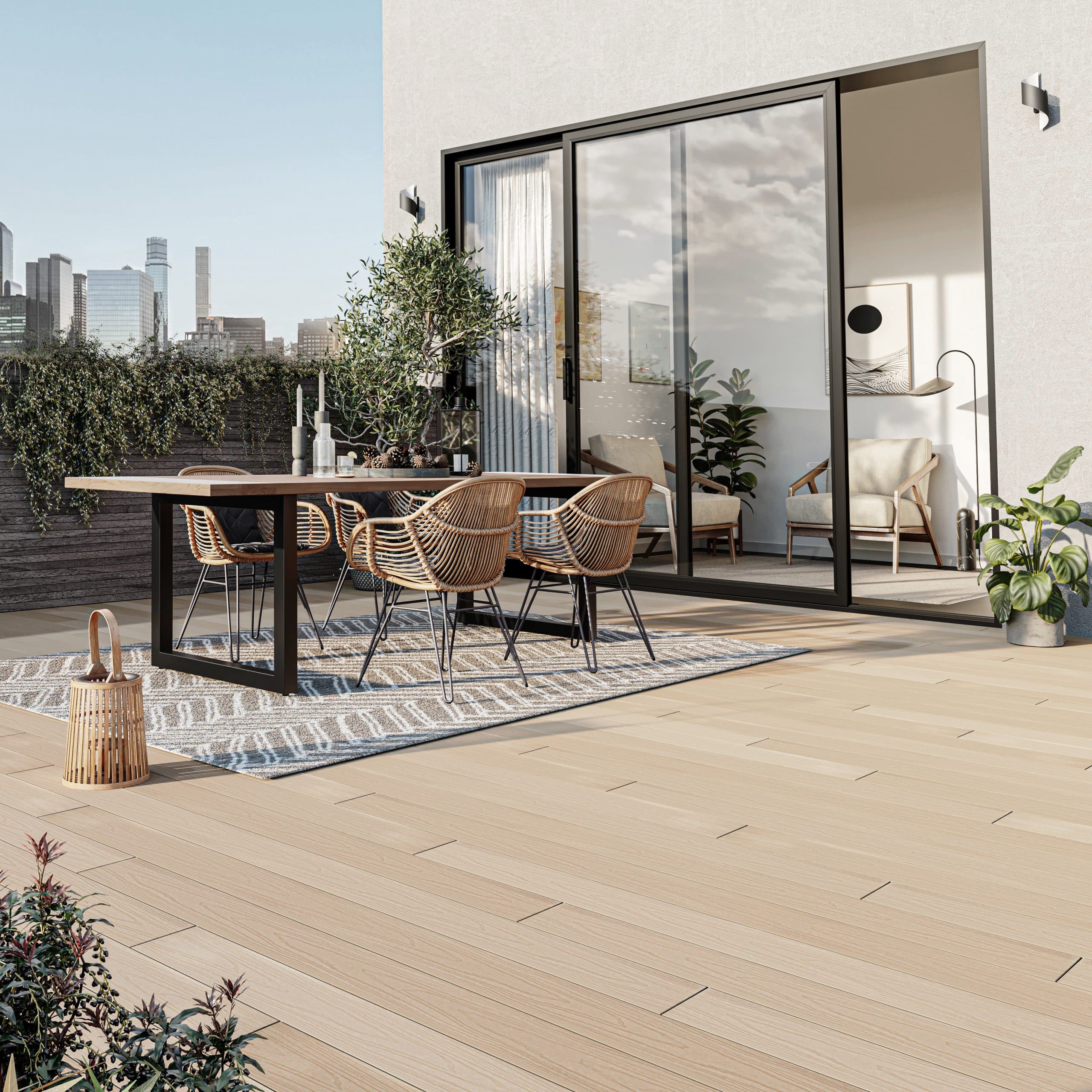Suelo de madera marrón 14.5x220 cm y 22 mm