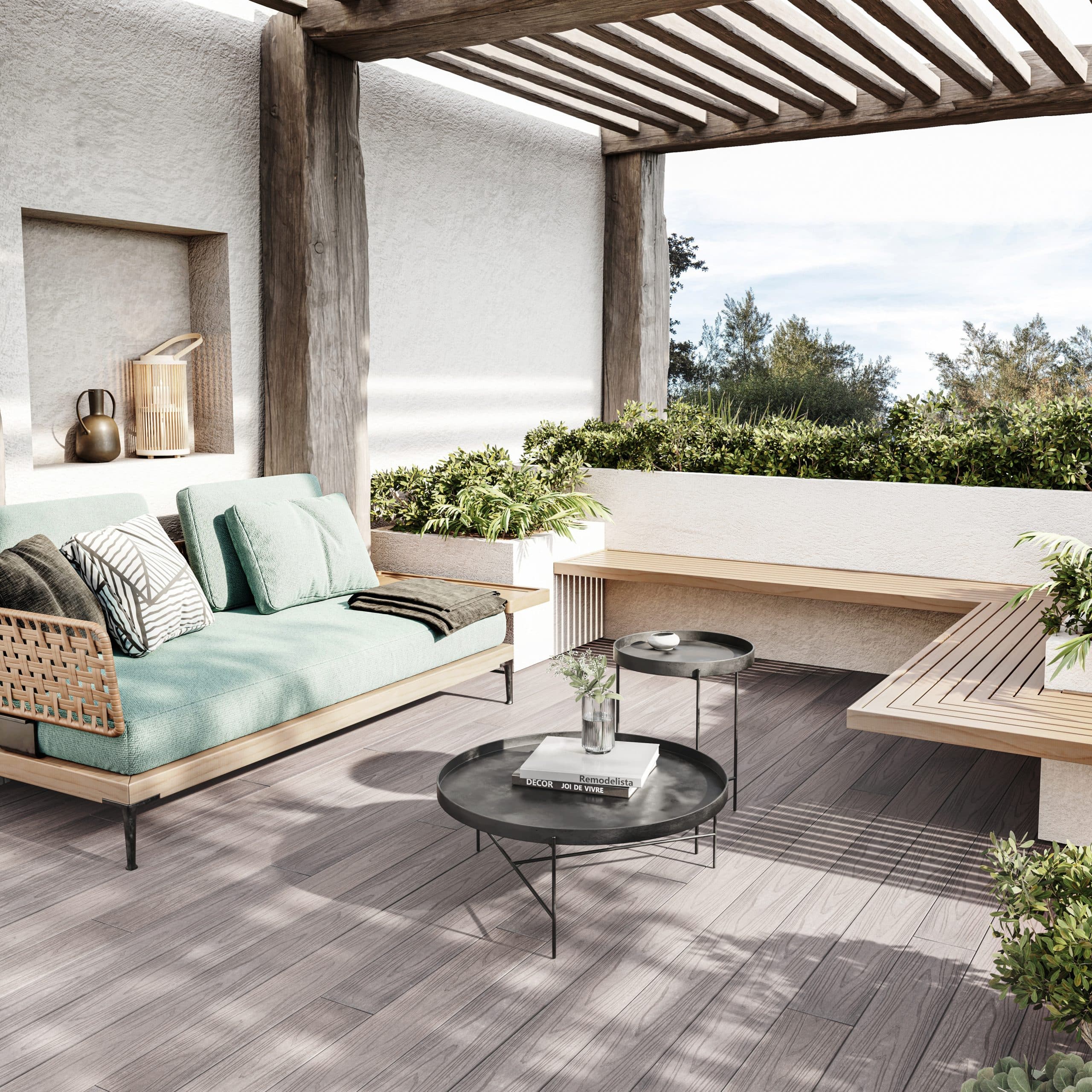 Suelo de madera beige 14.5x220 cm y 22 mm