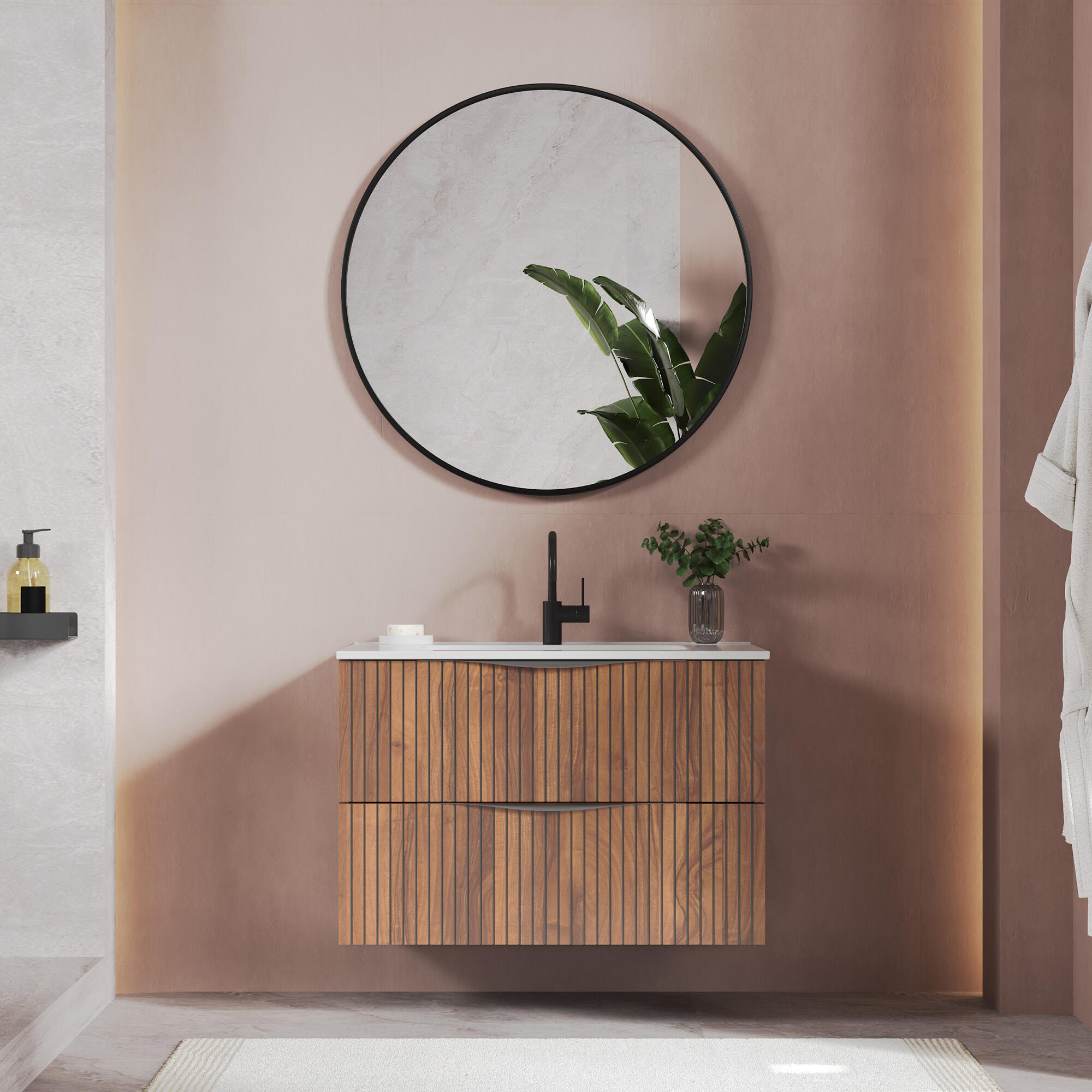 Mueble de baño Sakai nogal 80x46 cm (lavabo no incluido) - 3