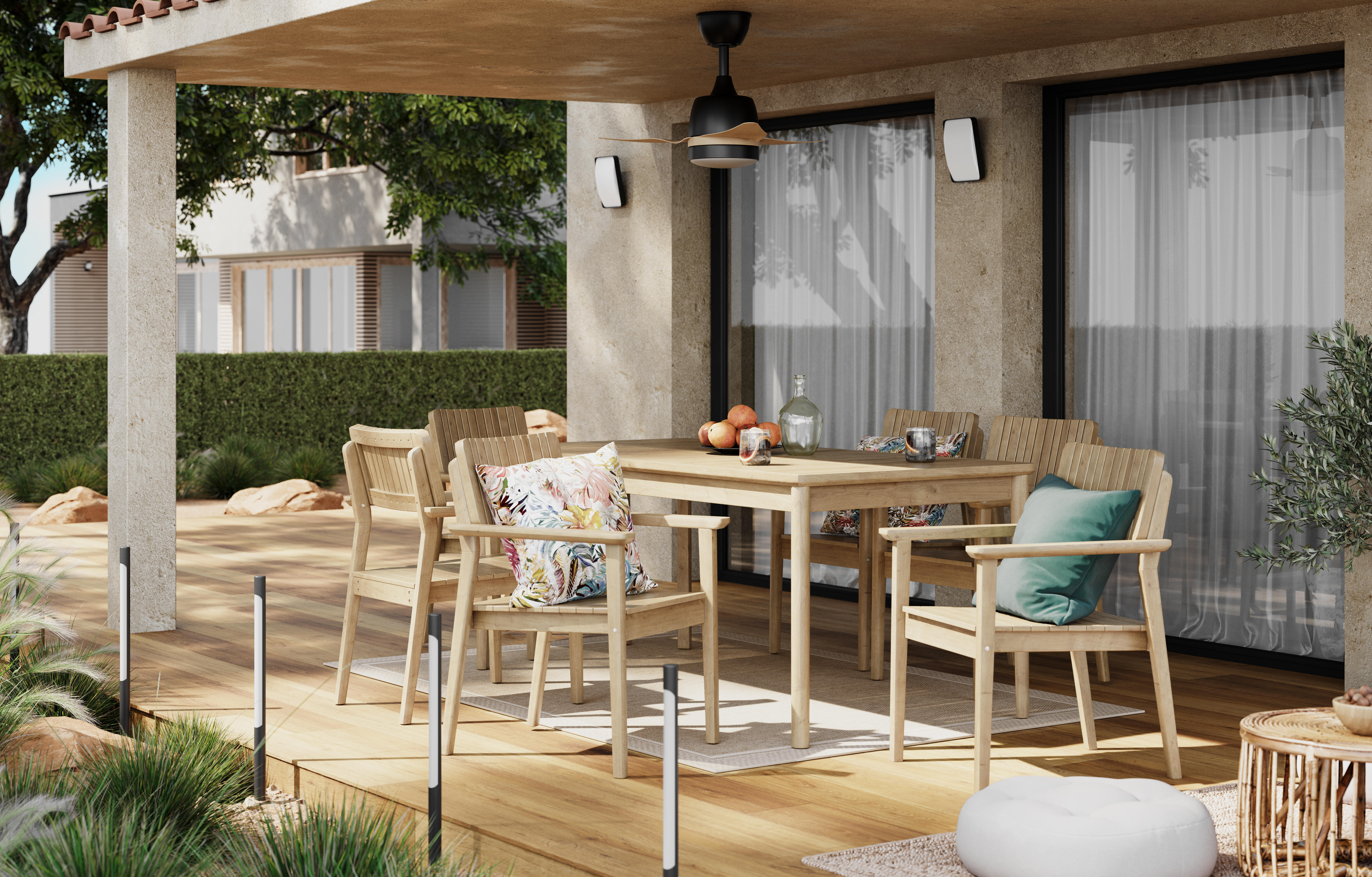 Conjunto de muebles de jardín de madera atlas para 6 personas