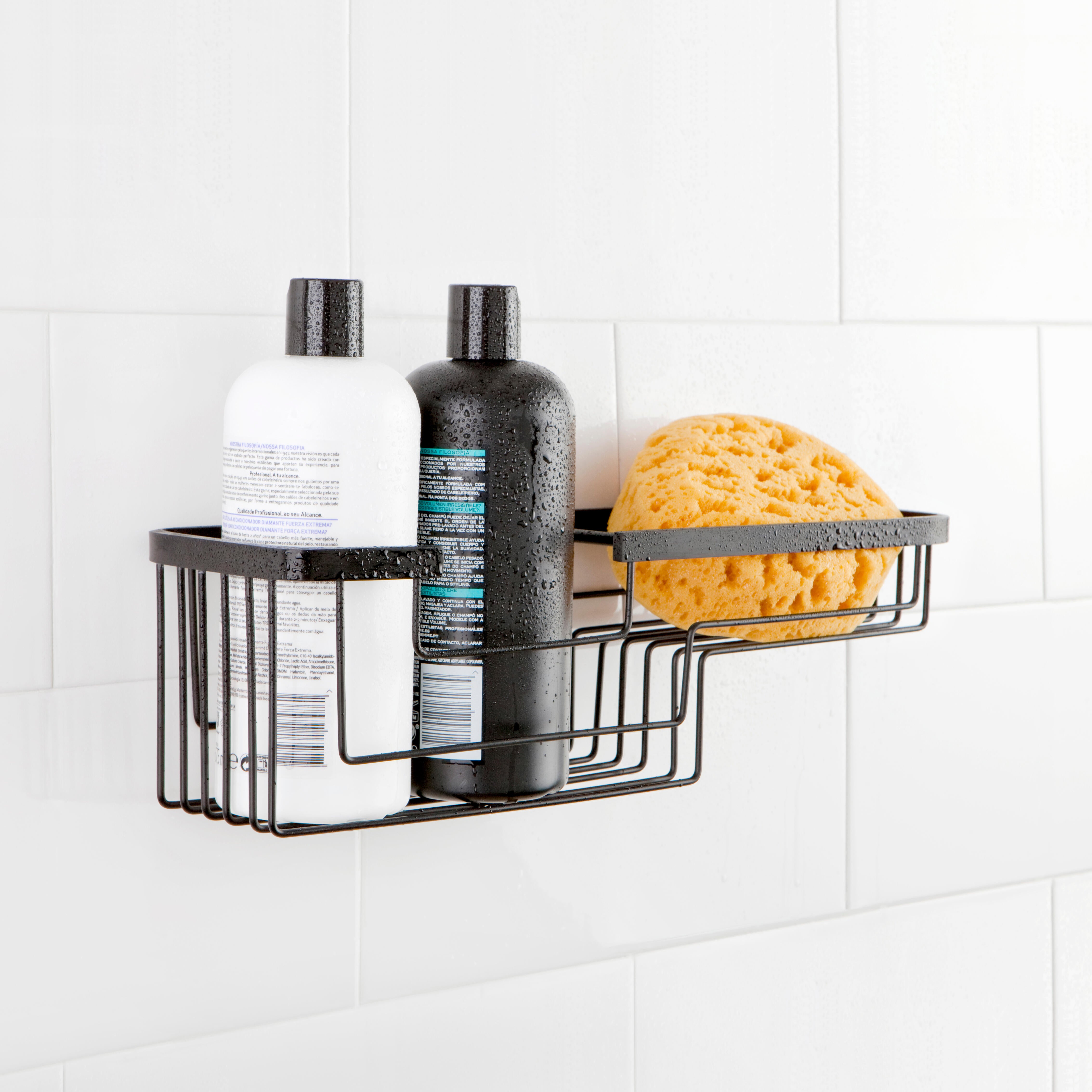 CESTILLO DE DUCHA RECTANGULAR PARA PARED NEGRO - 2