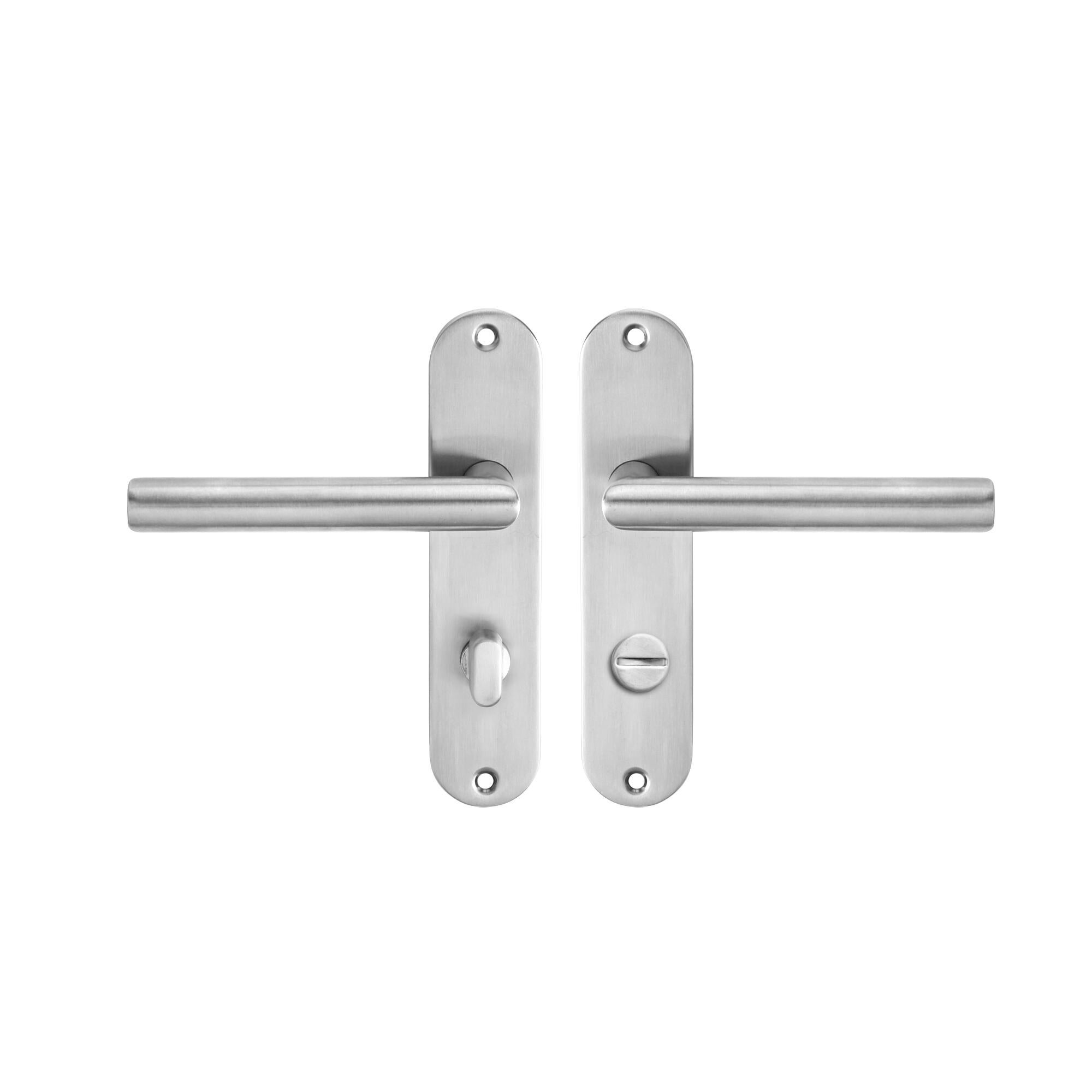 2 poignées sur plaque à condamnation Sara acier nickel brillant, entraxe 165 mm - 2