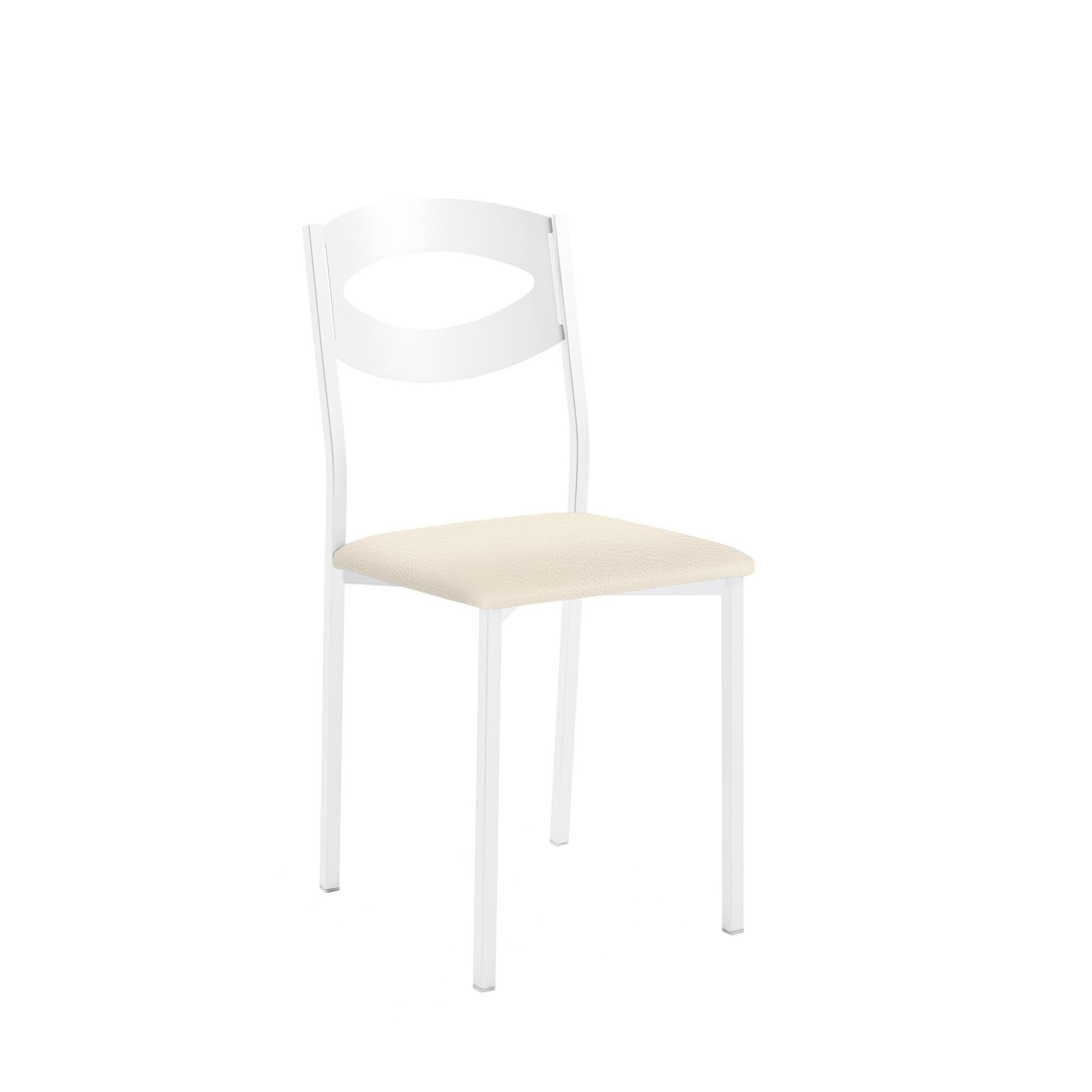 Silla de cocina oca armazón texturizado blanco, asiento silver sisal