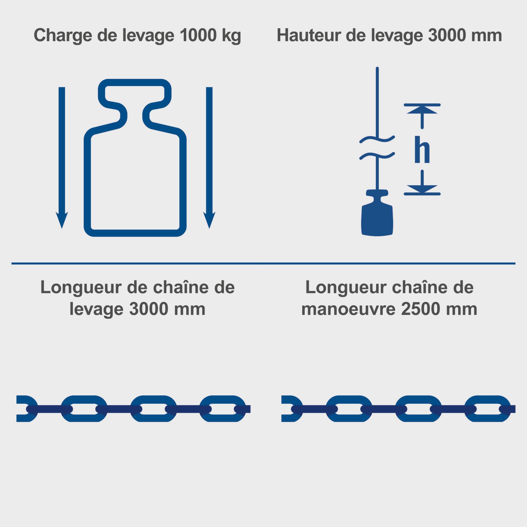 Palan à chaîne SCHEPPACH Cb 01 charge maxi 1000 kg - 3