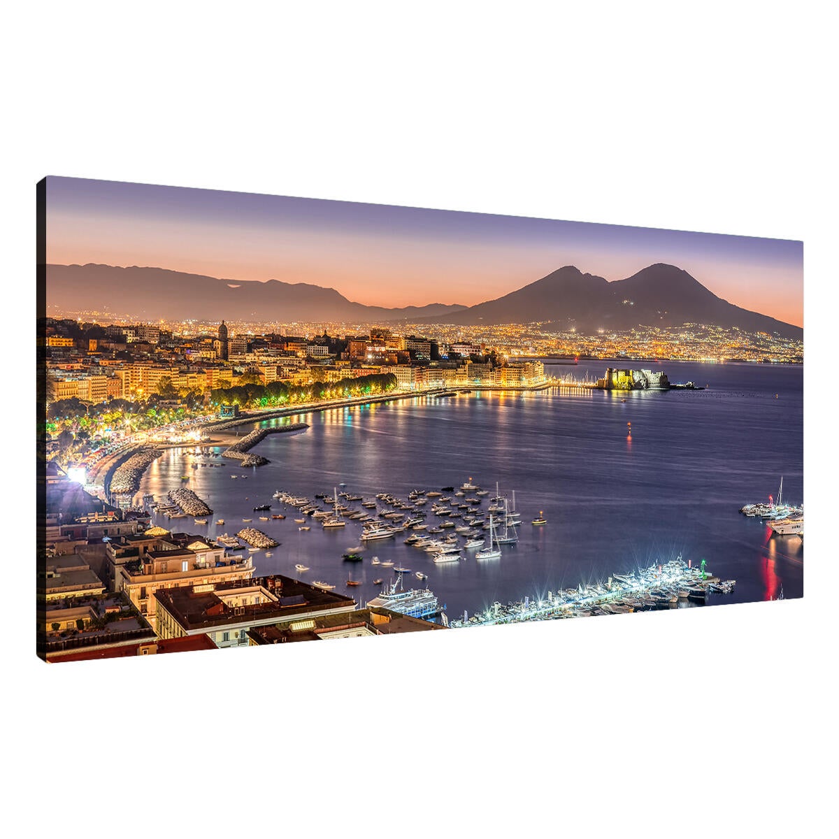 Quadro su tela Napoli Vesuvio sera, multicolore 143 x 65 cm - 2
