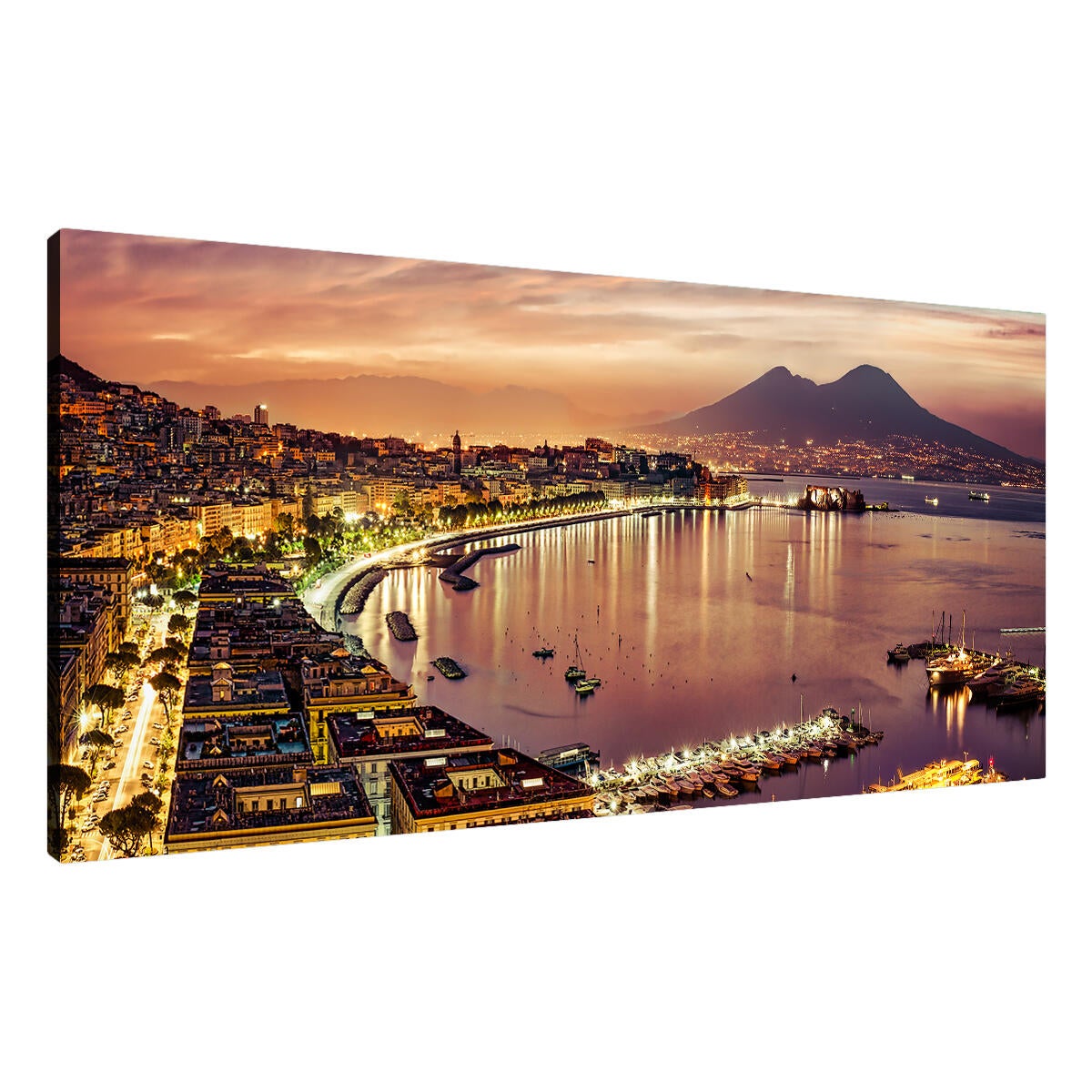 Quadro su tela Napoli Vesuvio night, multicolore 143 x 65 cm - 4