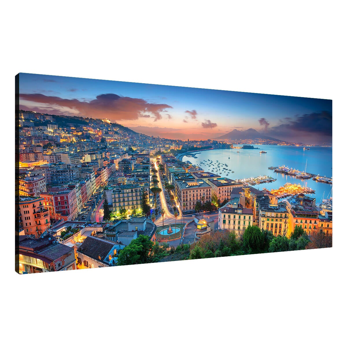 Quadro su tela Napoli golfo di sera, multicolore 143 x 65 cm - 2