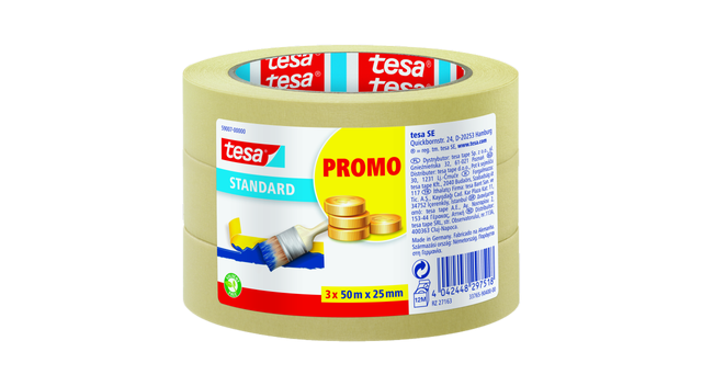 Pack de 3 cintas de pintor TESA 50mx25mm