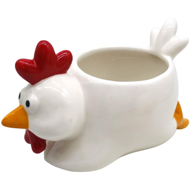 Vaso decorativo Gallina in ceramica bianco H 16 cm