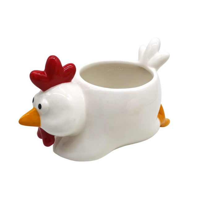 Vaso decorativo Gallina in ceramica bianco H 12 cm