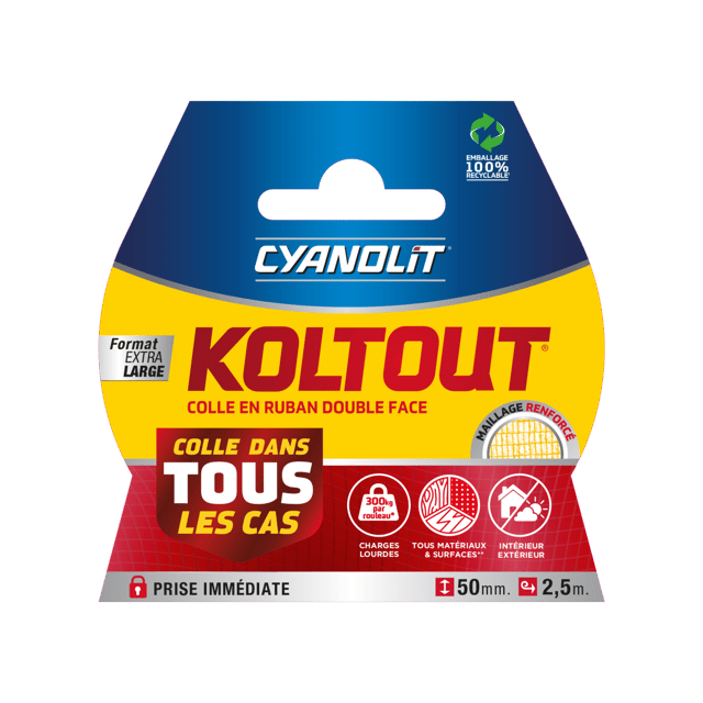 Ruban adhésif Double face Koltout CYANOLIT L.2.5 m x l.50 mm